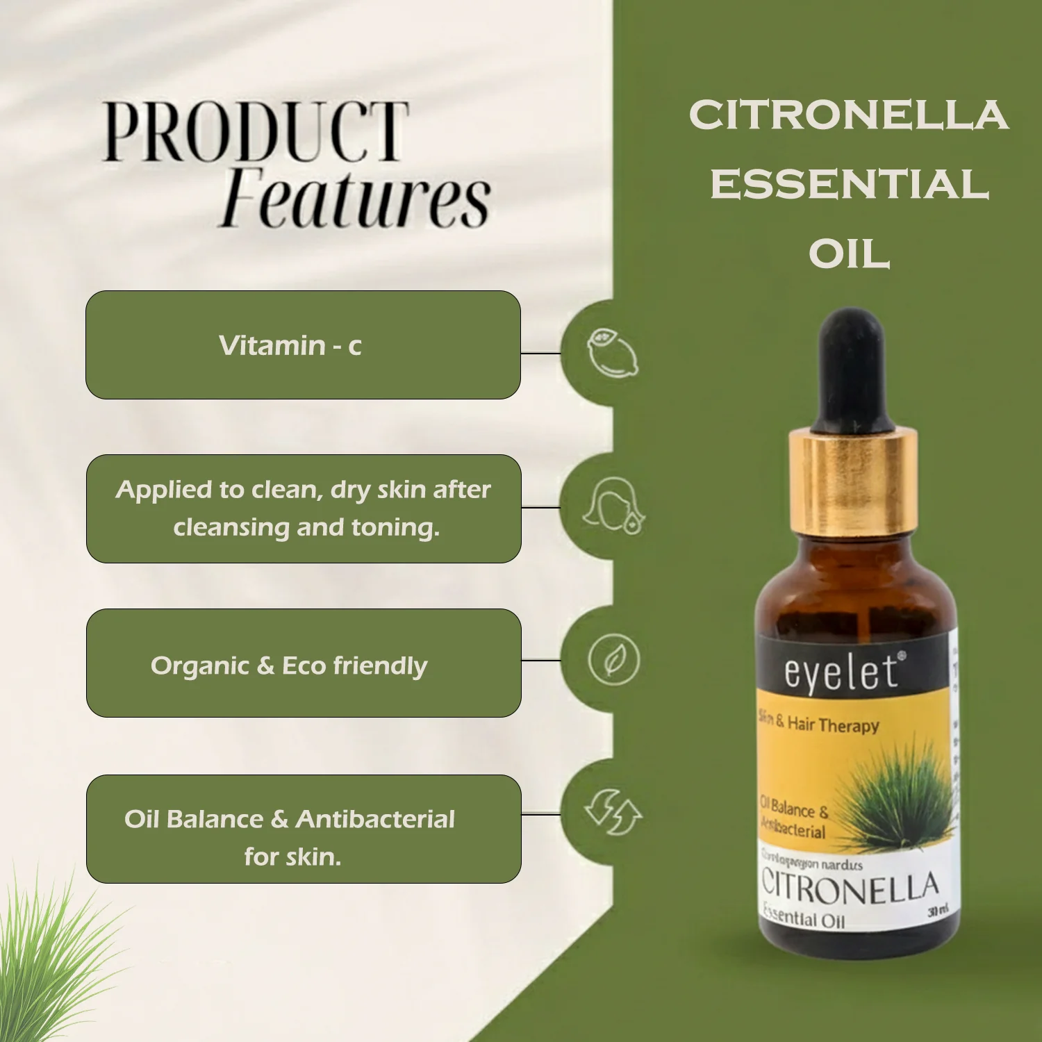 Eyelet Citronella Essential Oil (30 ML) – Natural Aromatherapy for Skin & Hair Care - Image 4