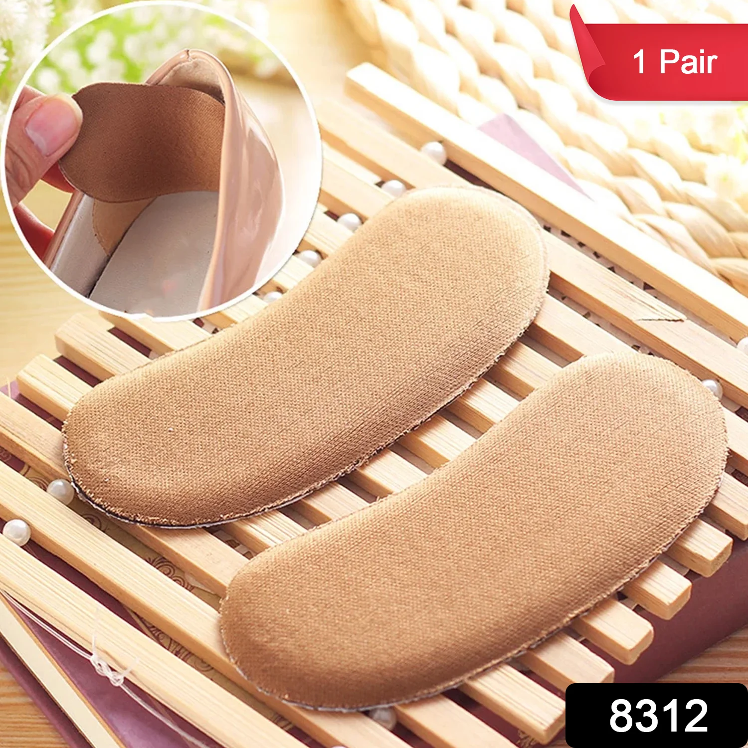 Fabric Sticky Shoe Back Heel Insoles Protector Liner Pads (1 Pair) - Image 2