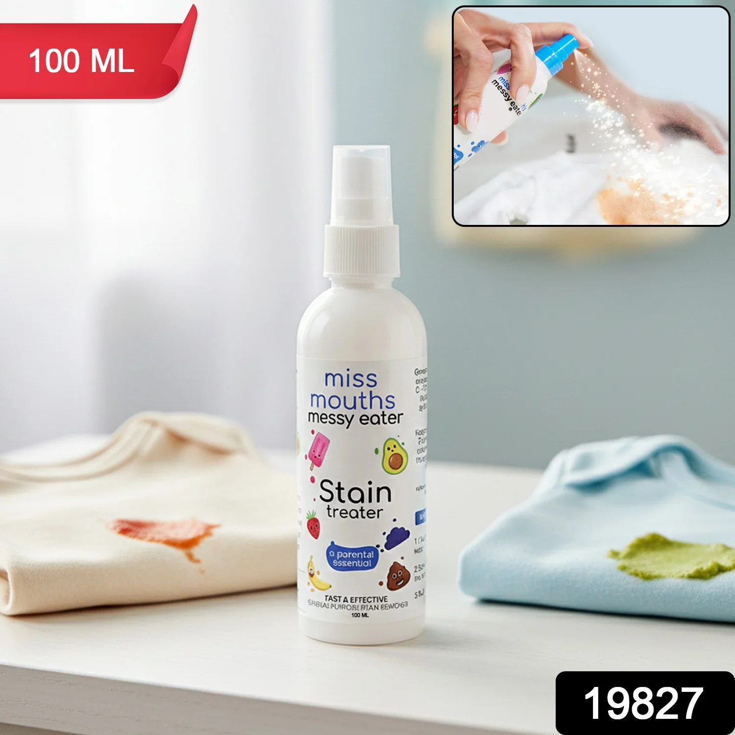 Instant Stain Remover Spray Mess & Food Stain Cleaning Solution 100ml - (1 Pc) - Image 2