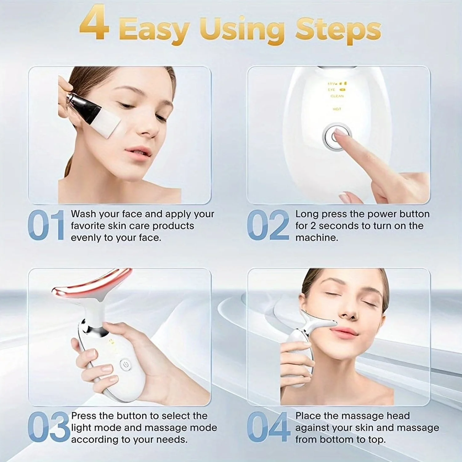 Electric Face Massager Wrinkle Remover LED Photon Face Beauty Device (1 Pc / Plastic) - Image 4