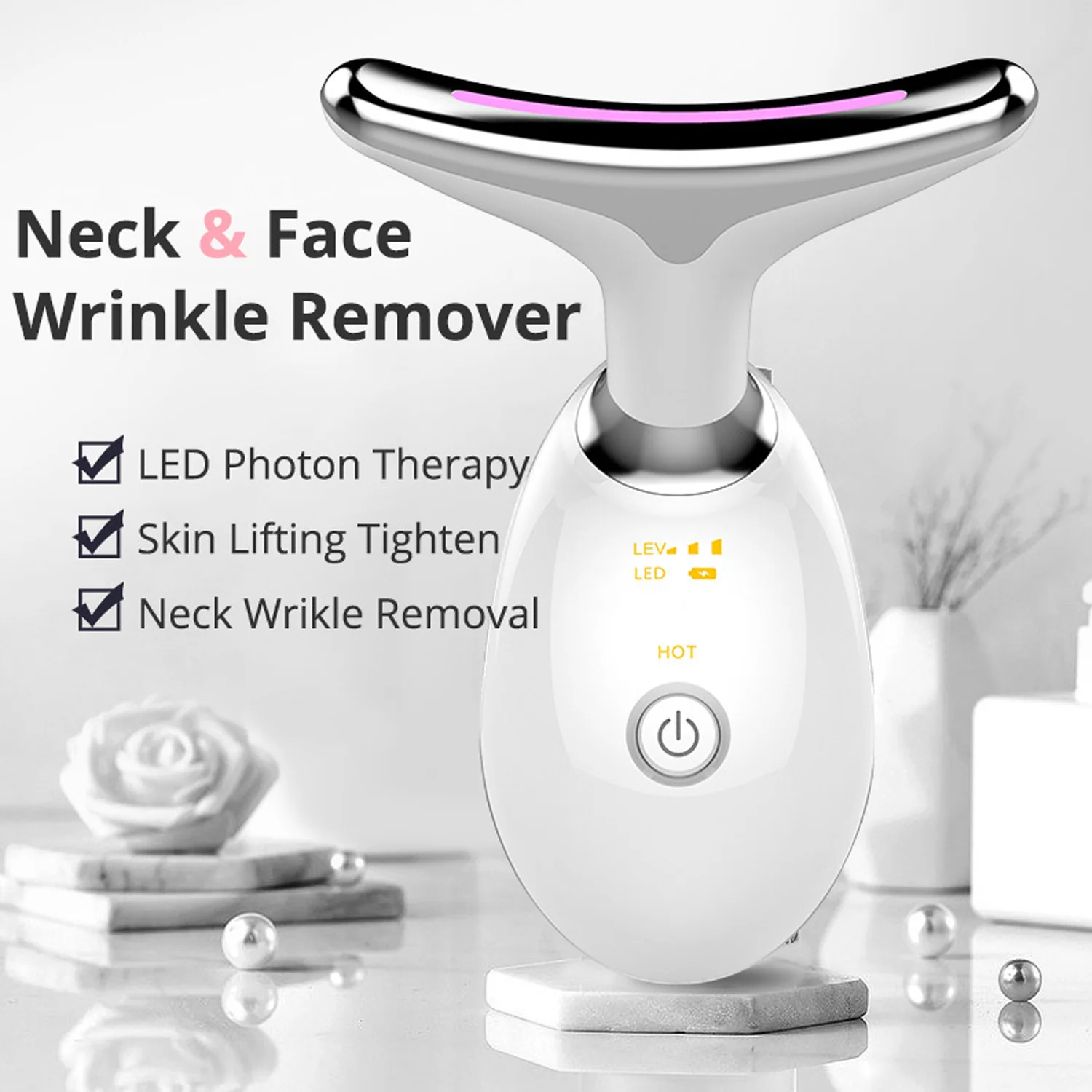 Electric Face Massager Wrinkle Remover LED Photon Face Beauty Device (1 Pc / Plastic) - Image 7