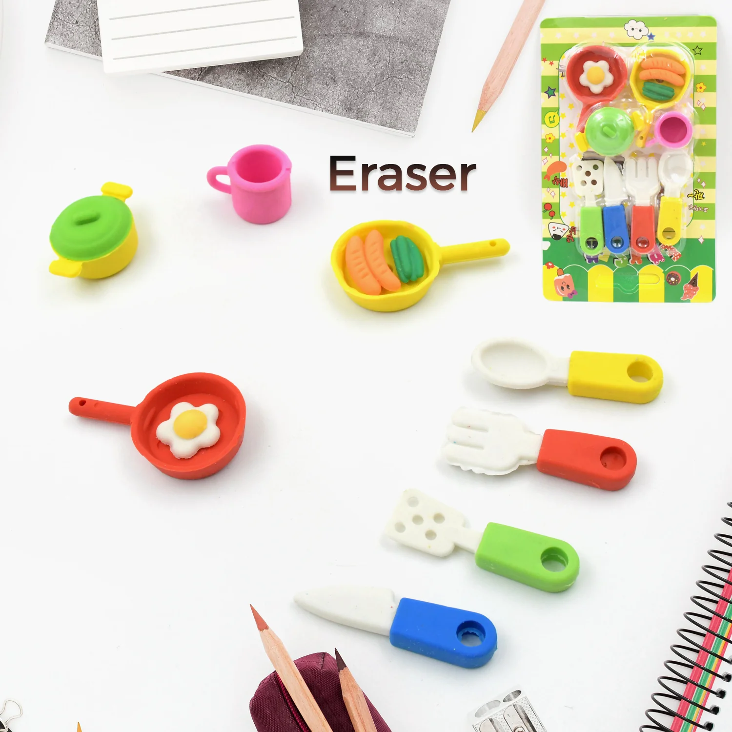 Fancy & Stylish Mini Erasers for Kids (8 Pc Set) - Fun Designs, Party Favors - Image 7