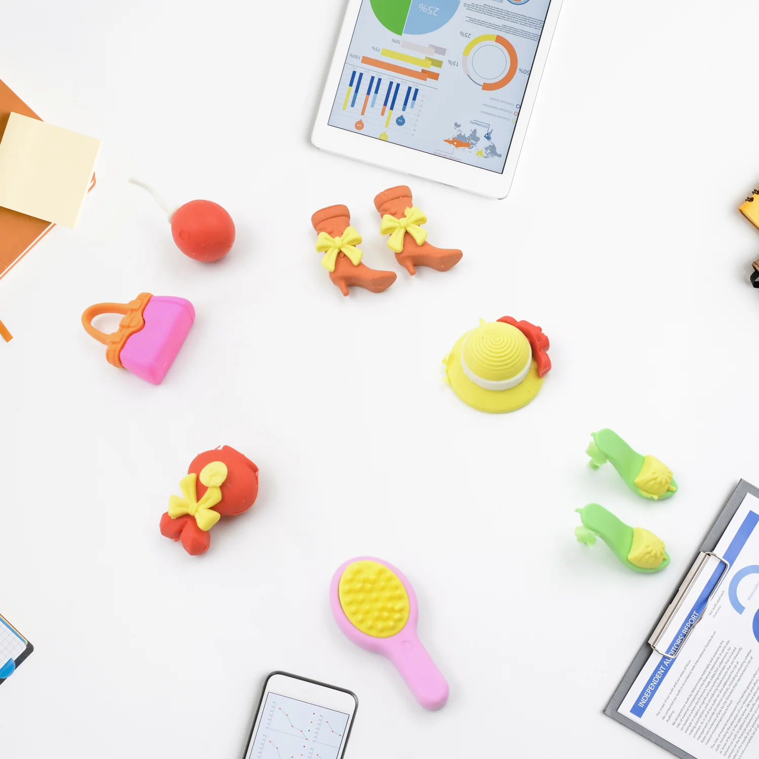 Fancy & Stylish Mini Erasers for Kids (9 Pc Set) - Fun Designs, Party Favors - Image 4