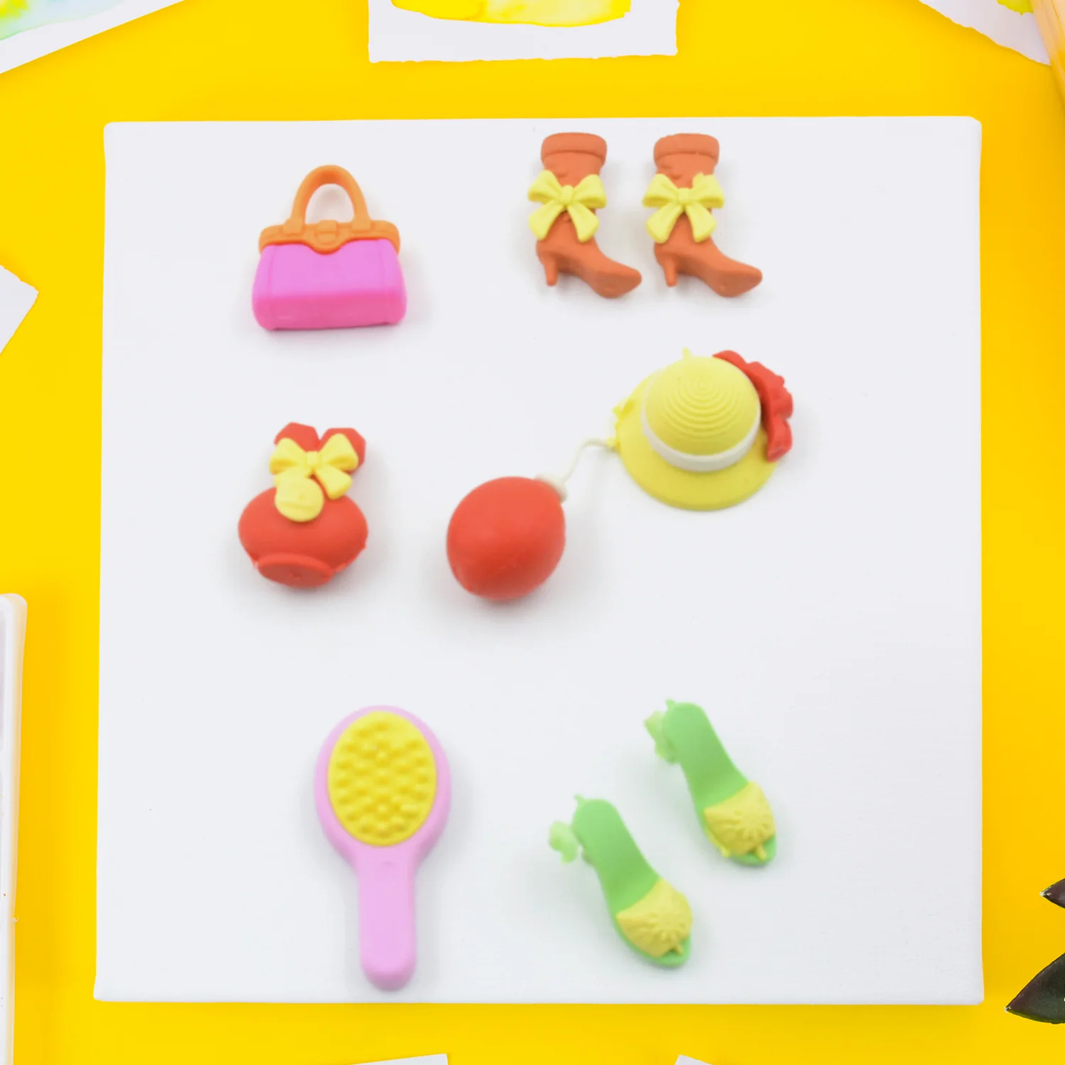 Fancy & Stylish Mini Erasers for Kids (9 Pc Set) - Fun Designs, Party Favors - Image 6