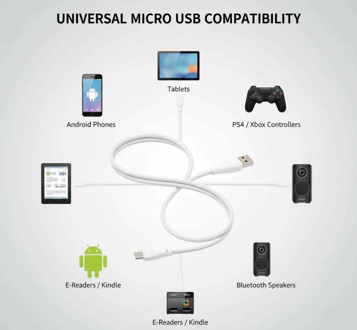 Fast Charging For Android & Data Transfer, Long Micro Cable (1000 Mm) - Image 6