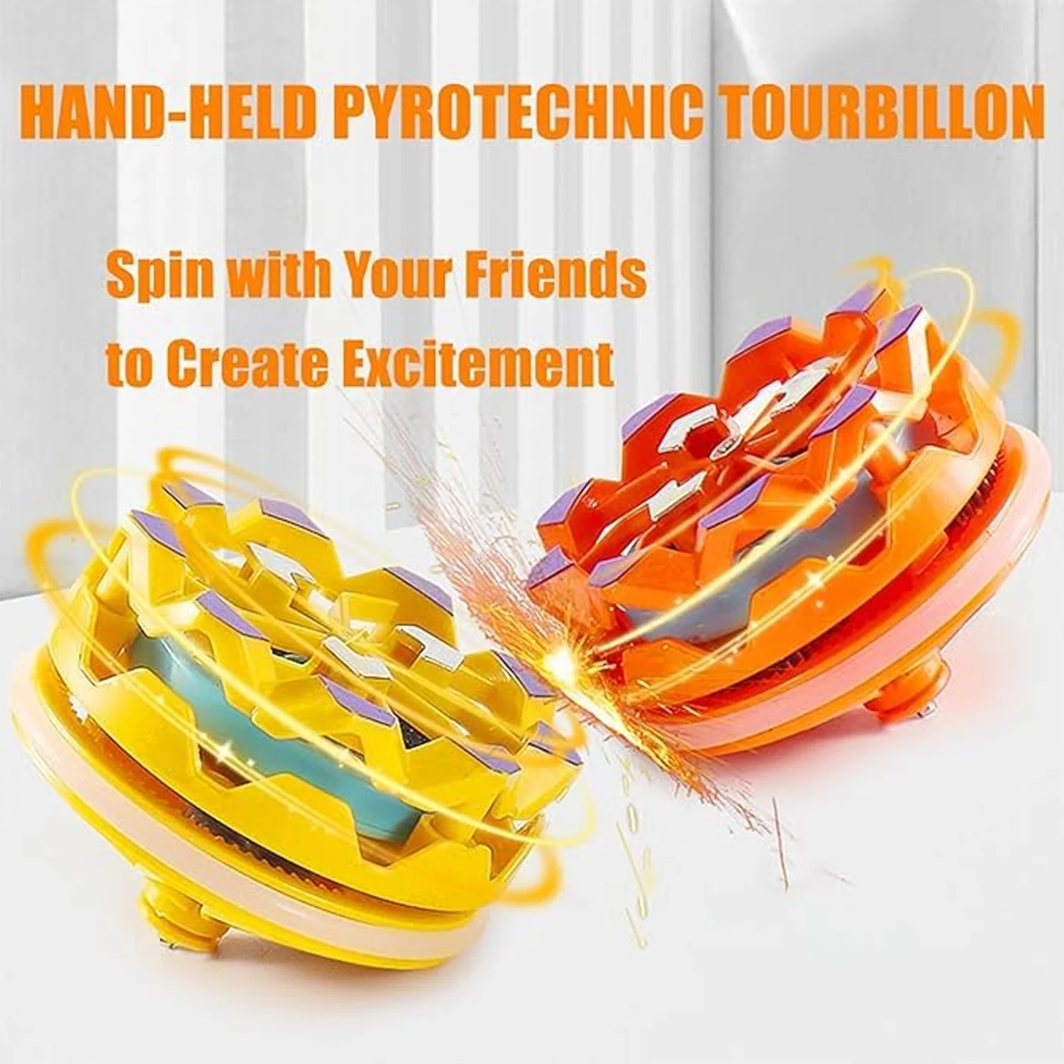 Fireworks Spark Effect Spinning Battle Top Toy (1 Pc) - Image 4