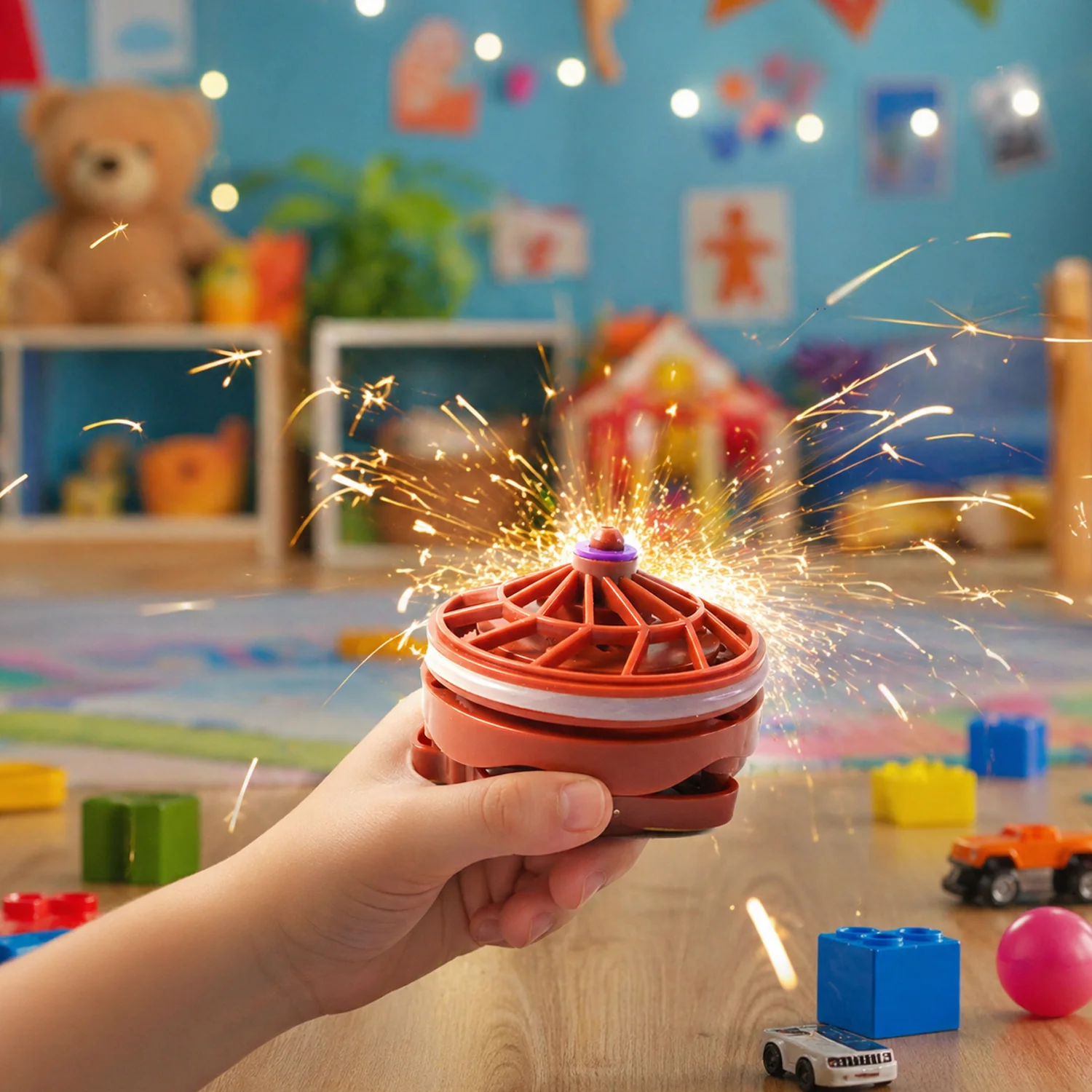 Fireworks Spark Effect Spinning Battle Top Toy (1 Pc) - Image 8