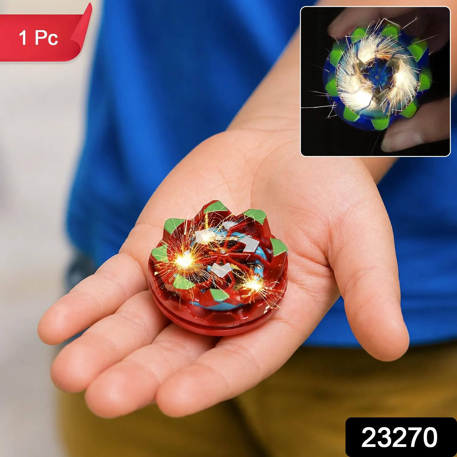 Fireworks Spark Effect Spinning Battle Top Toy (1 Pc) - Image 9