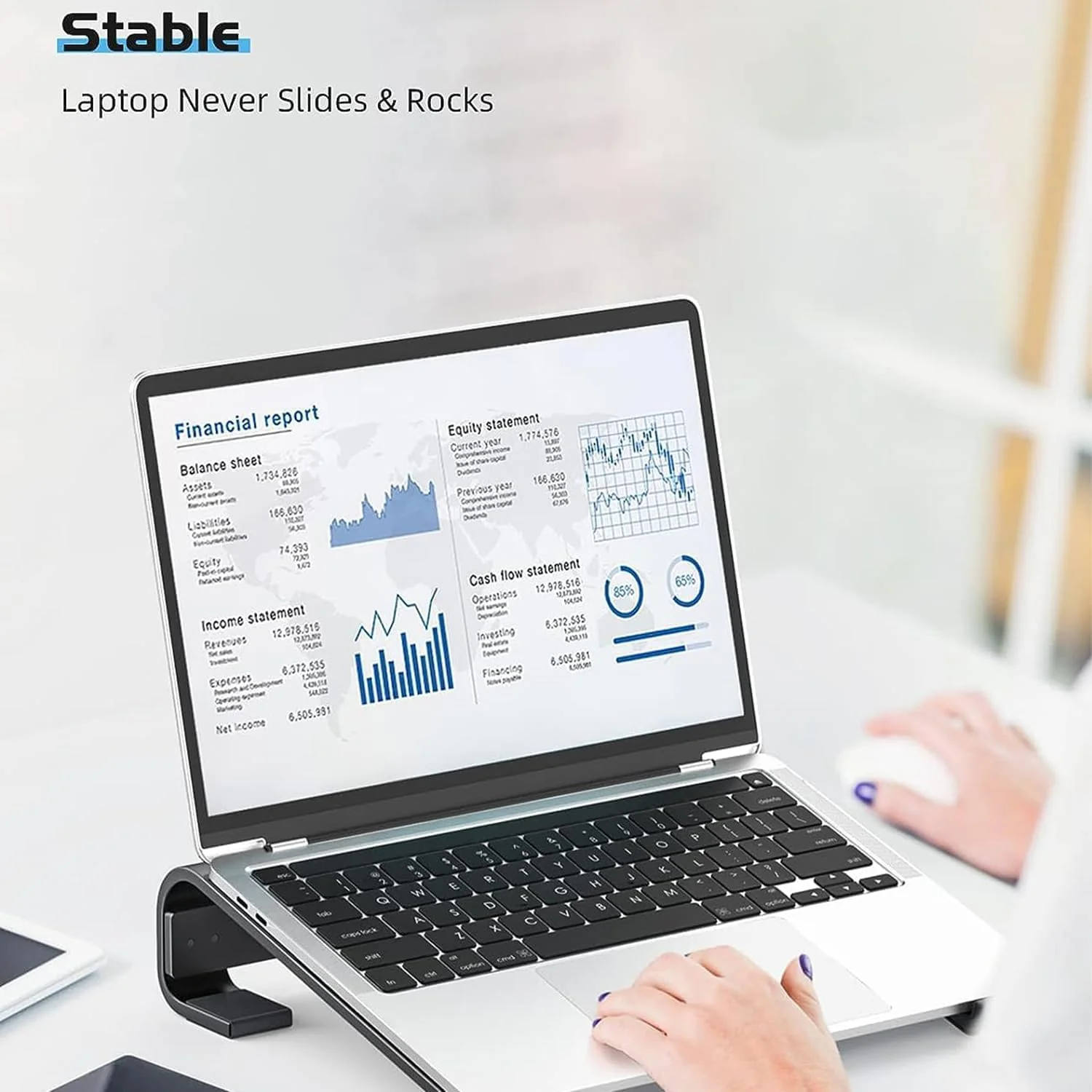 Fixed Metal Laptop Stand for Desk (25 × 26 cm) - Image 3