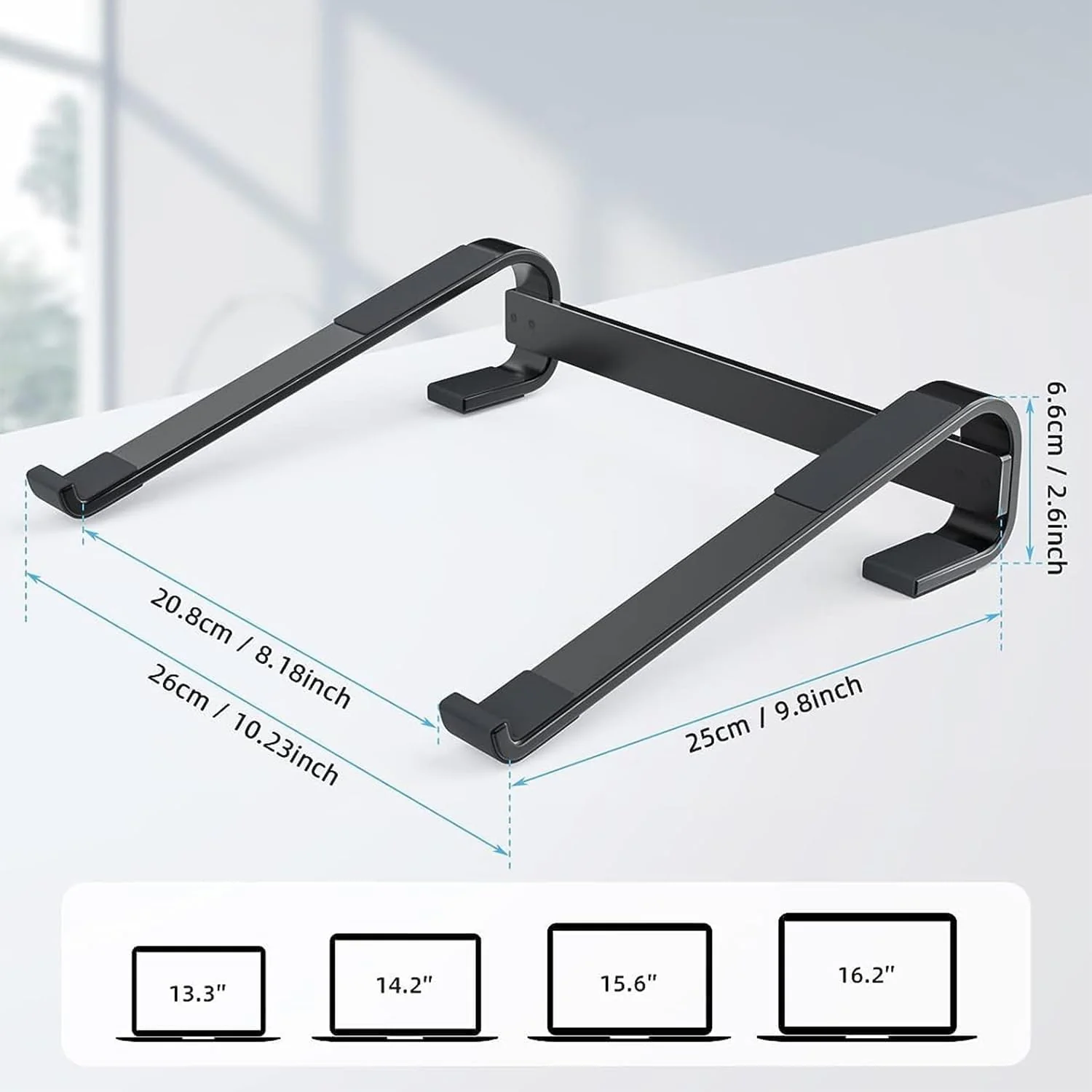 Fixed Metal Laptop Stand for Desk (25 × 26 cm) - Image 6