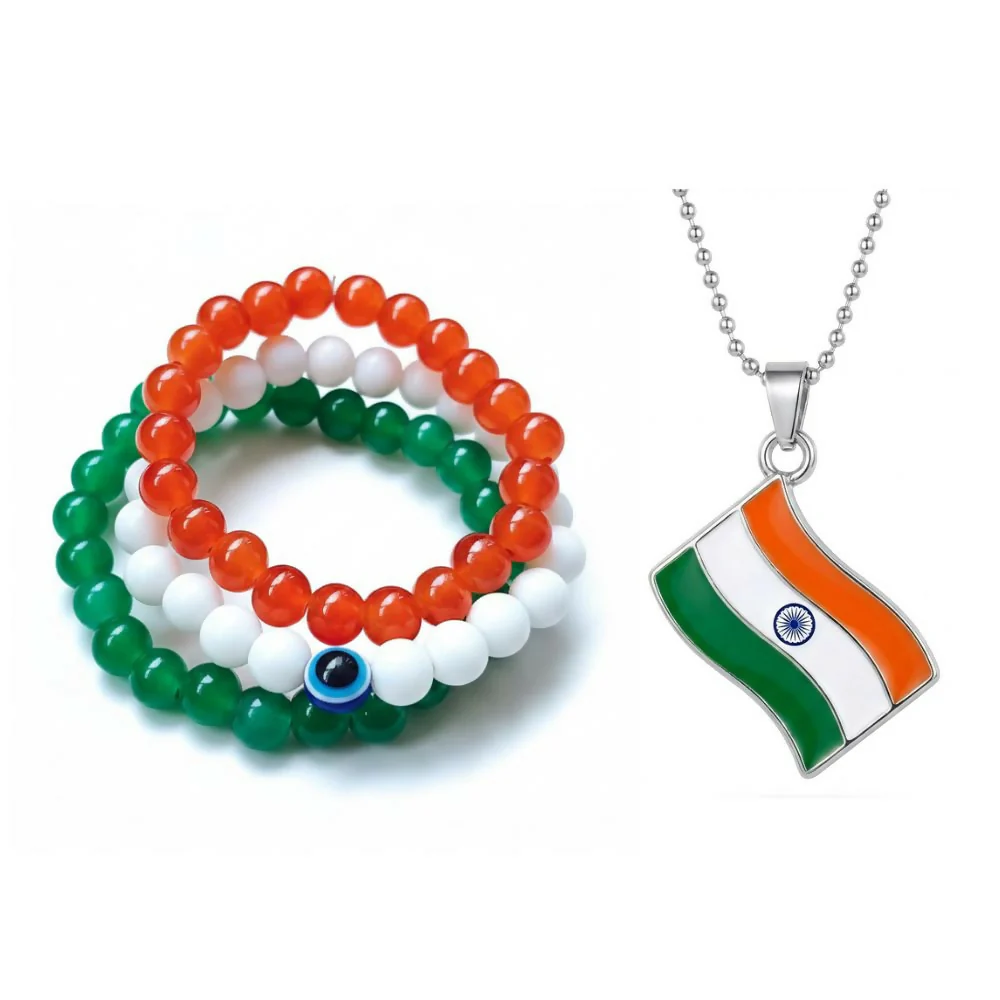 Flag Pendant with Tricolor Bracelet Combo - Image 3