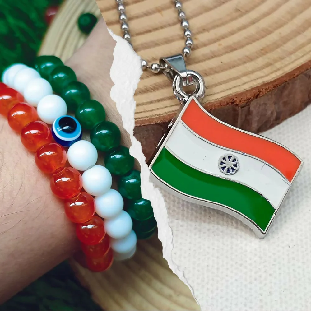 Flag Pendant with Tricolor Bracelet Combo - Image 4