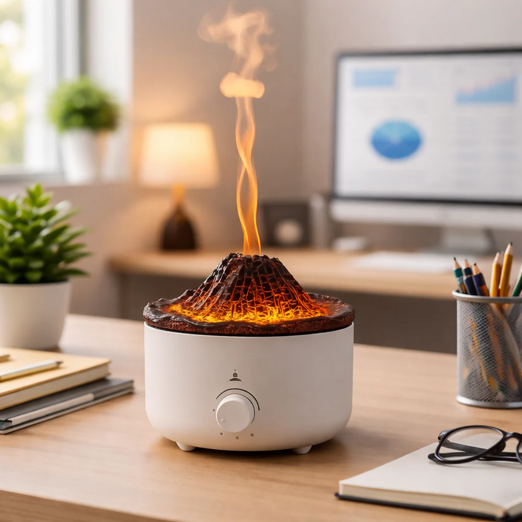 Flame Effect Ultrasonic Humidifier Volcano Aroma Diffuser - Image 3