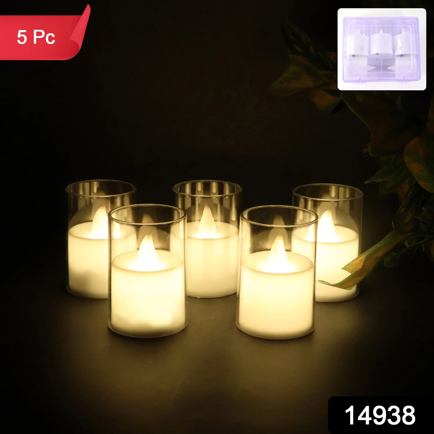 Flameless LED Votive Candles Light - (5 Pc) - Image 2
