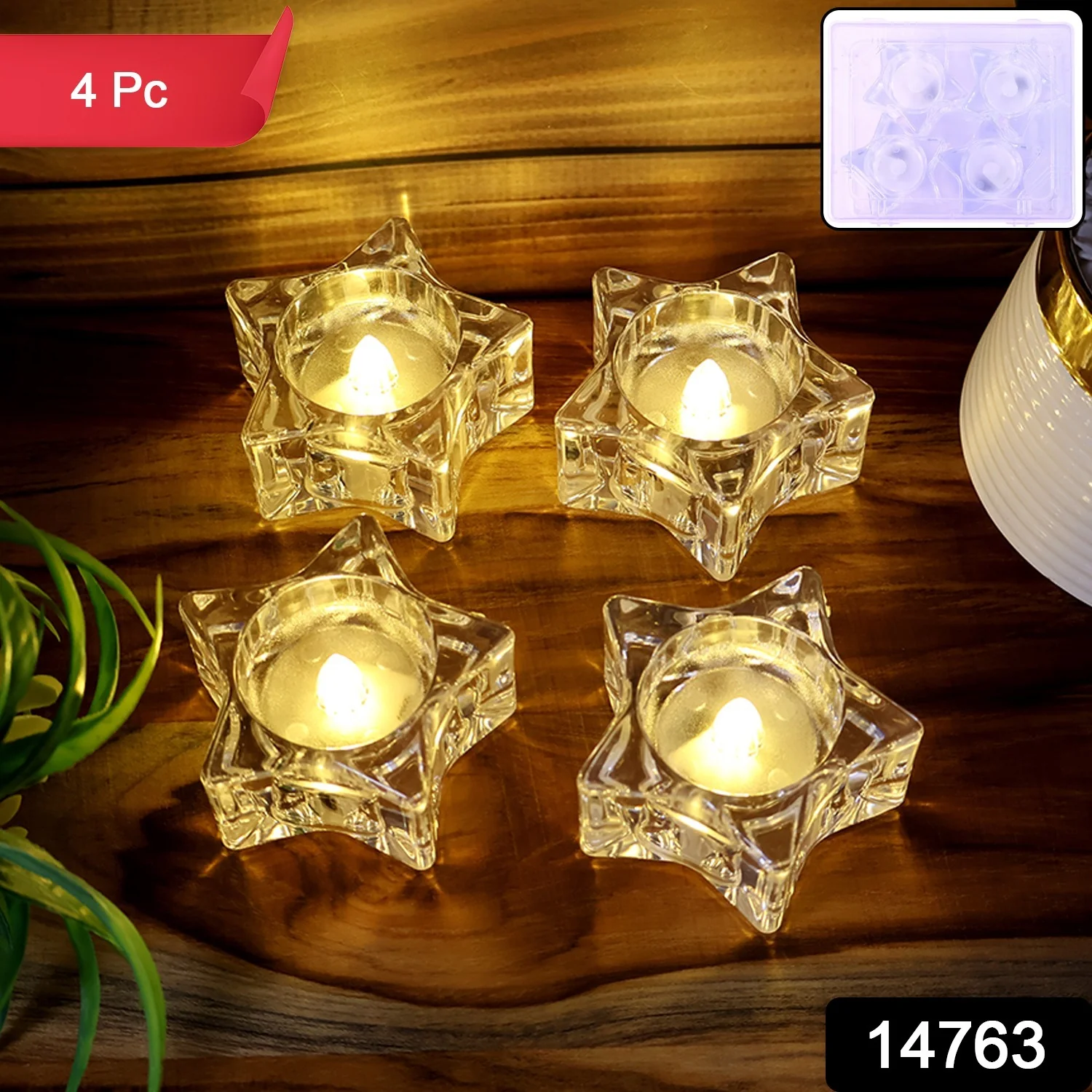 Flameless Star-Shaped LED Candles (4 Pc / Set) - Image 2