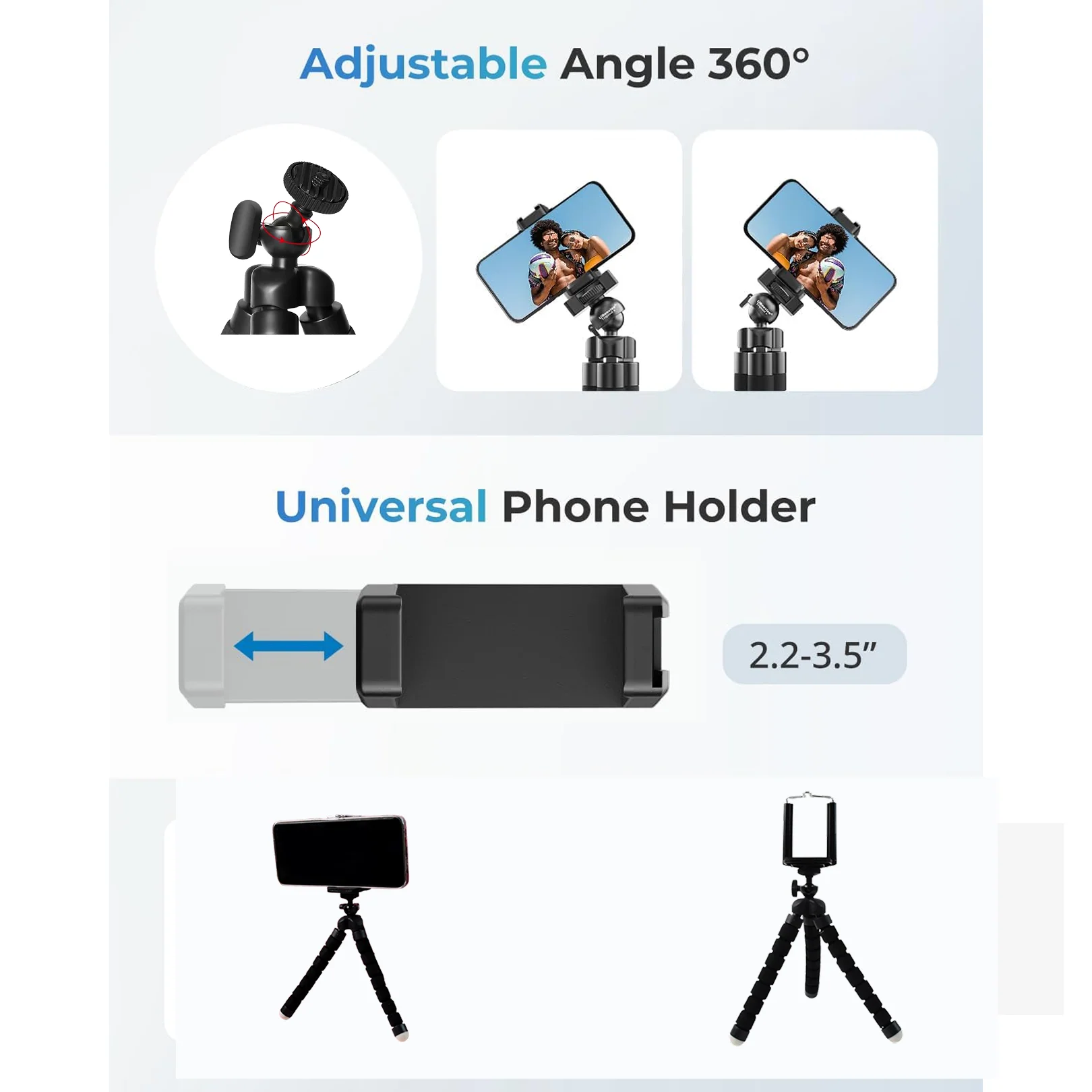 Flexible Mini Tripod Stand with Adjustable Mobile Holder - Image 2