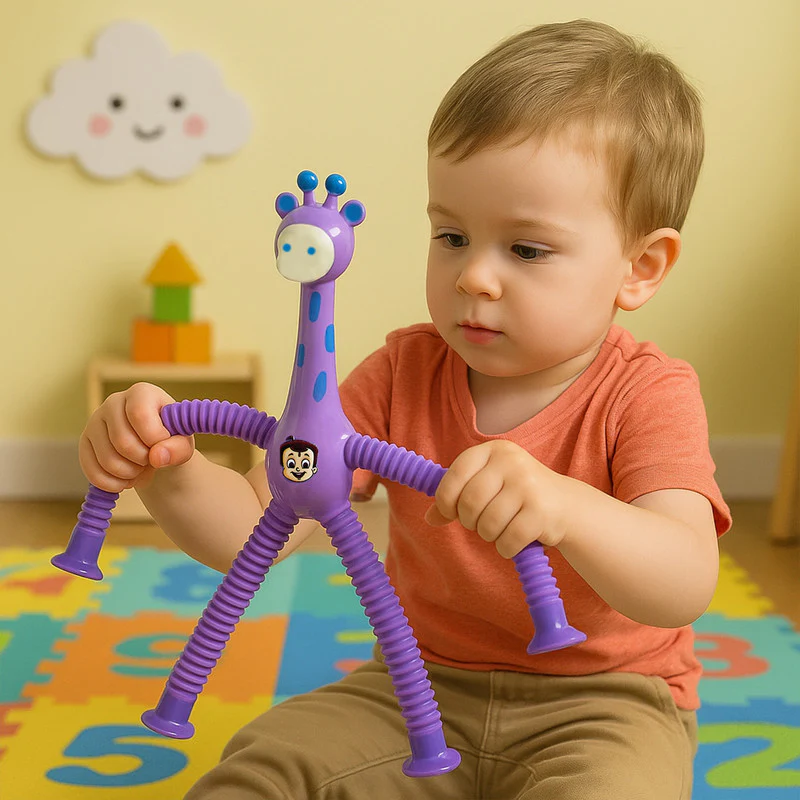 Flexible Pop Tube Giraffe Toy for Kids - Image 4