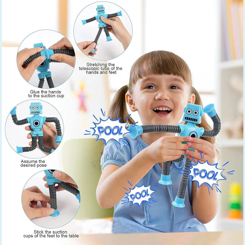 Flexible Pop Tube Robot Toy – Bendable Action Figure with Movable Arms & Legs - Image 3