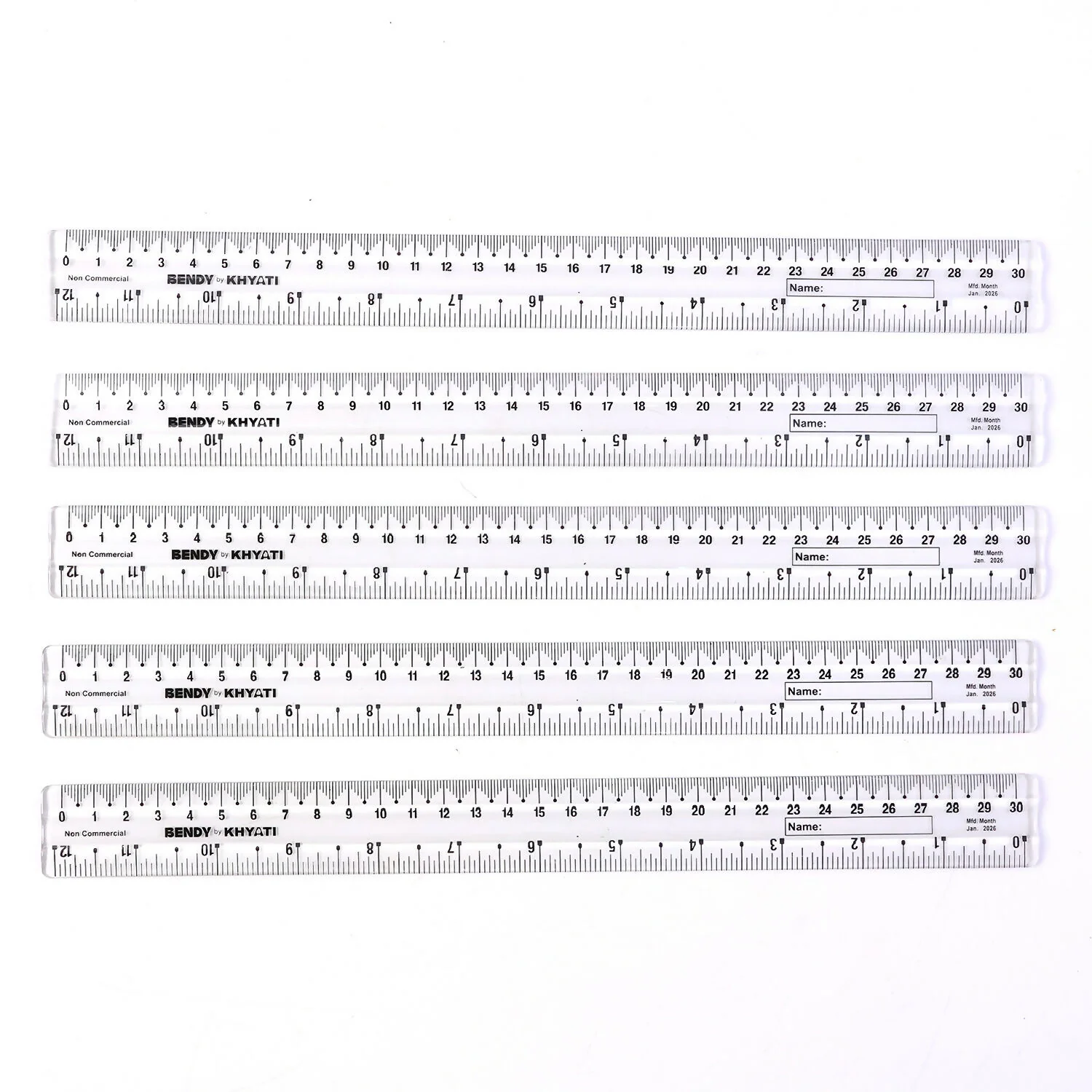 Flexible Transparent 30cm Bendy Ruler with Dual Scale Marking & Name Strip – Unbreakable Plastic (Pack of 5 Pieces) - Image 6