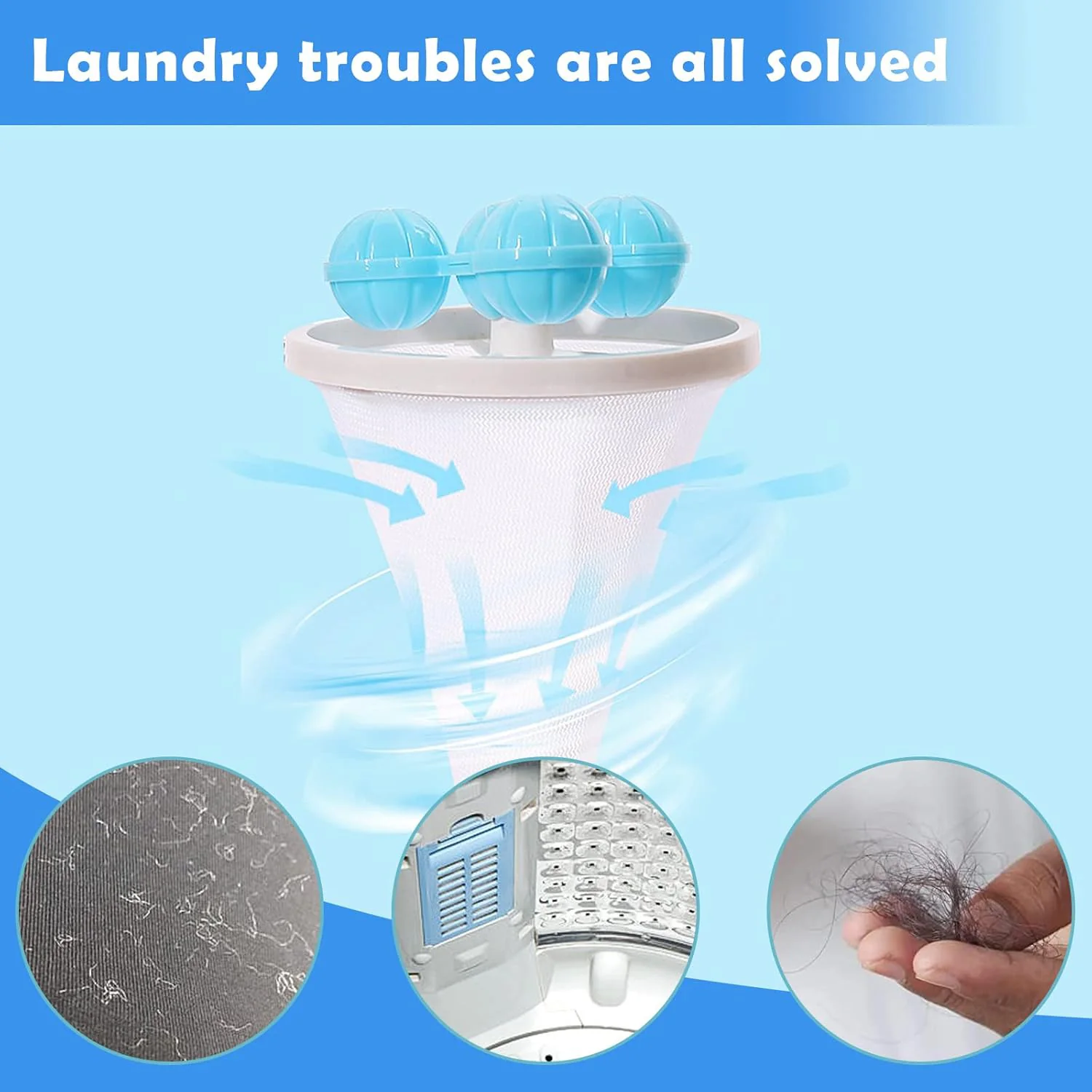 Floating Laundry Ball Lint Catcher Reusable Hair & Fur Filter (1 Pc) - Image 4