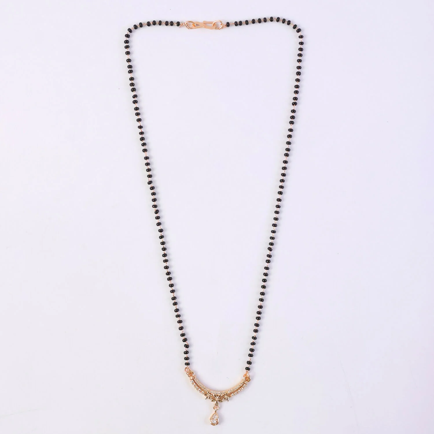 Floral Design Mangalsutra Necklace with Teardrop Pendant 1 Pc - Image 6