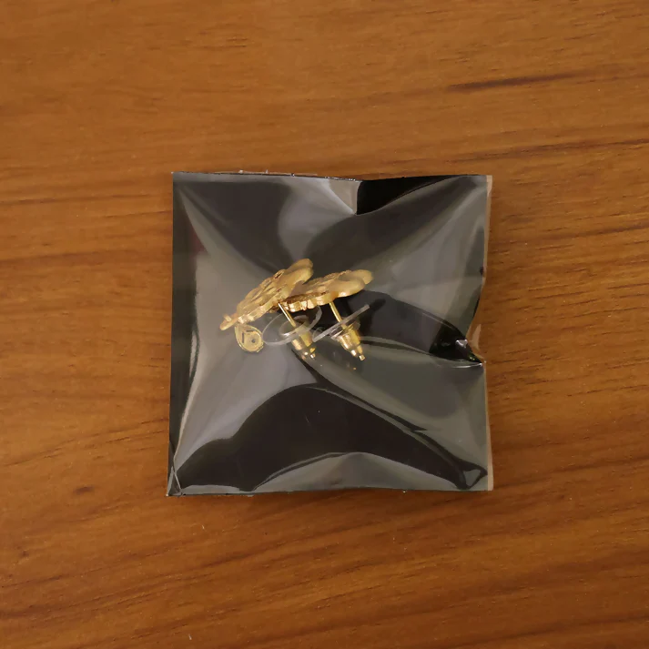 Floral Inspired Gold Stud Earrings With Central Stone And Teardrop Dangle Detail - Image 6