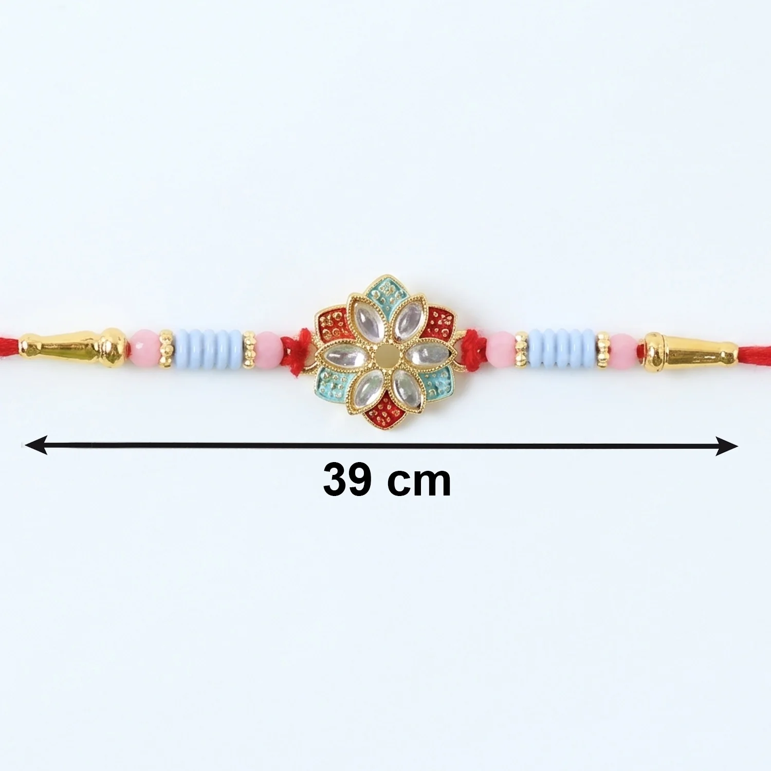 Floral Kundan Star Petal Designer Rakhi - Image 5