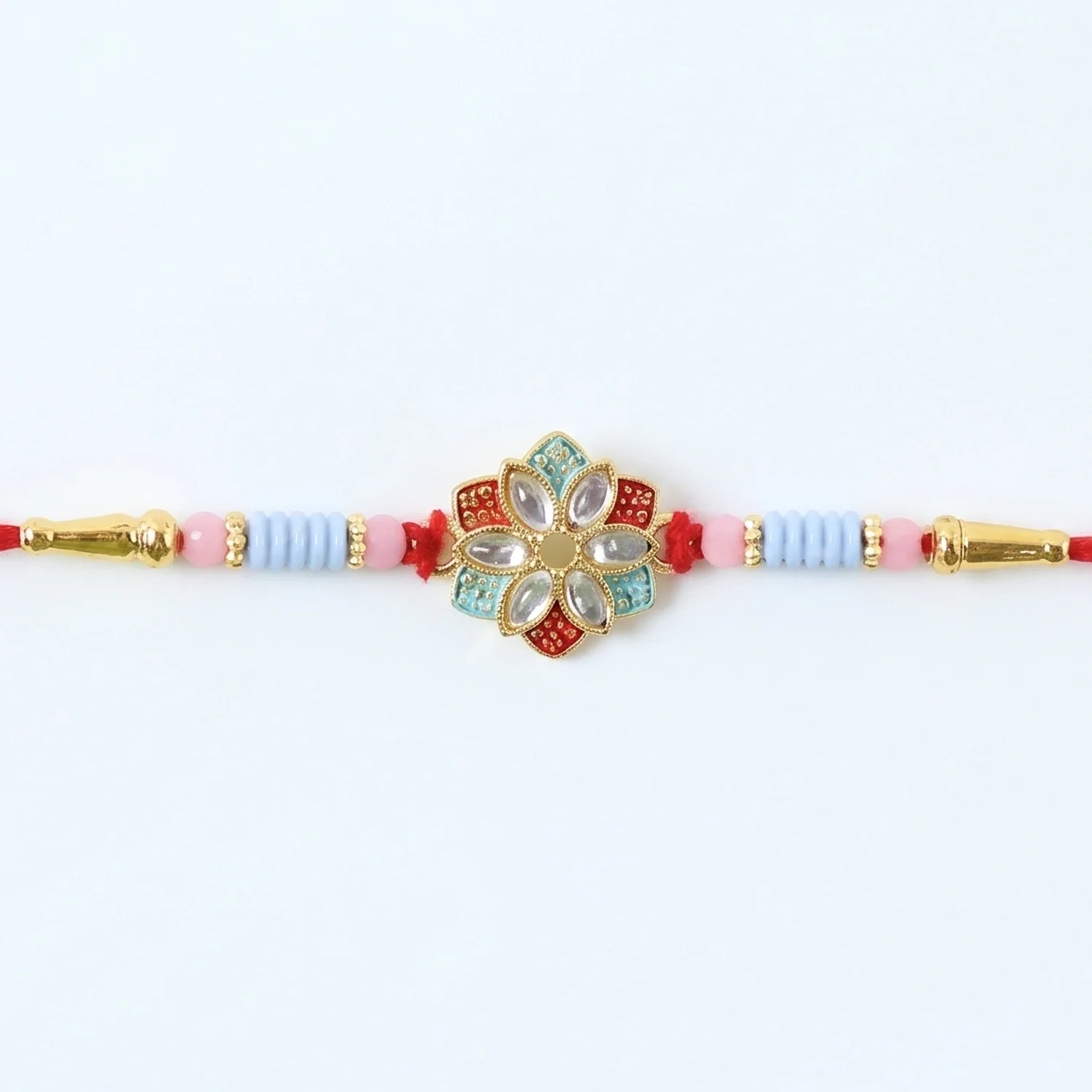 Floral Kundan Star Petal Designer Rakhi - Image 6