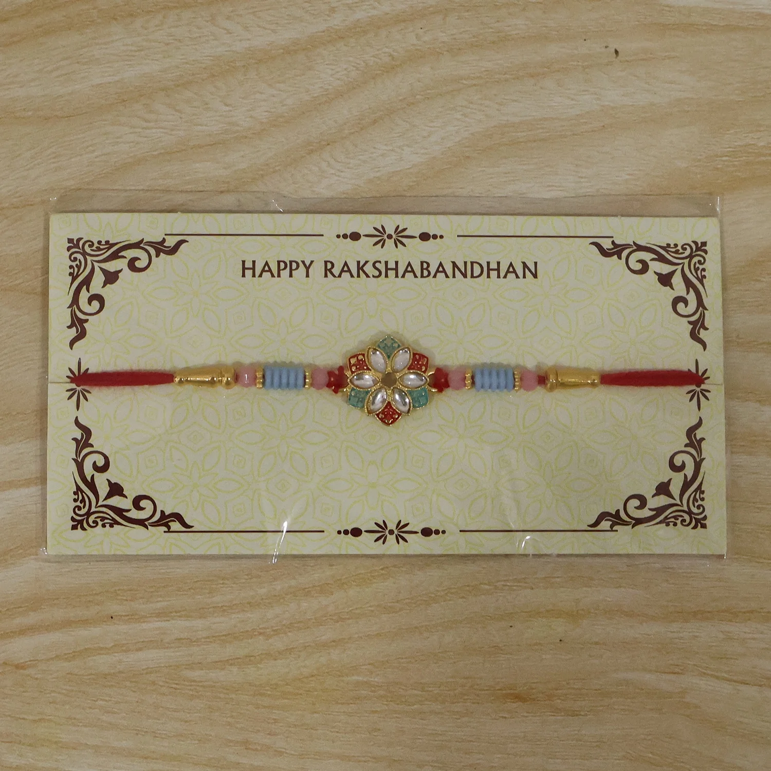 Floral Kundan Star Petal Designer Rakhi - Image 7