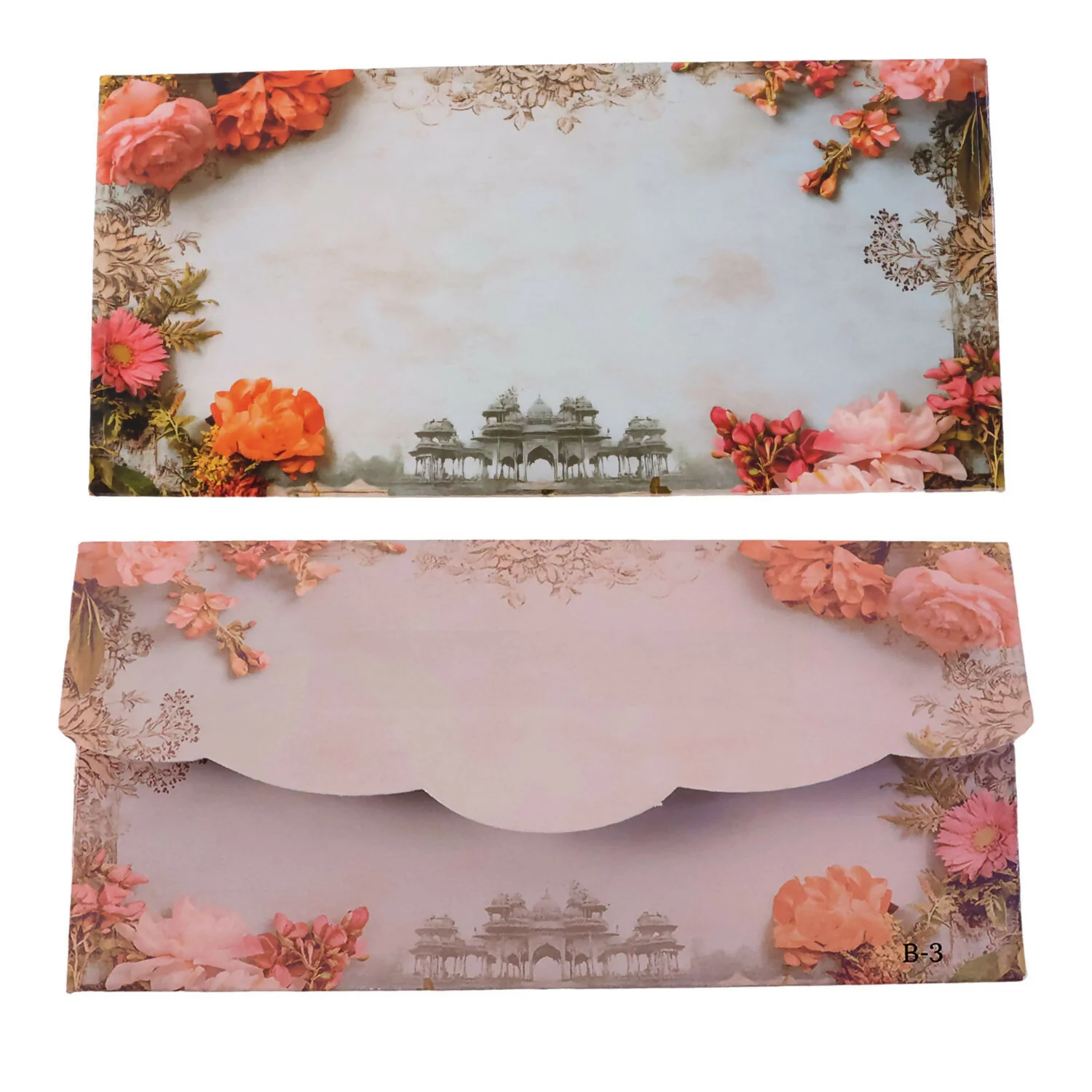 Floral Palace Theme A4 Size Money & Gift Envelope with Scalloped Flap Design – Pack of 10 Pcs - Image 5