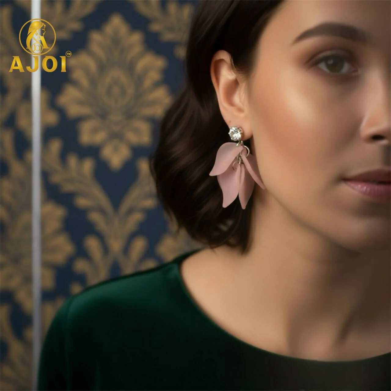 Floral Petal Drop Earrings With Stud Diamond for Women – Lightweight Statement Fashion Jewelry (Pack Of 6) - Image 2