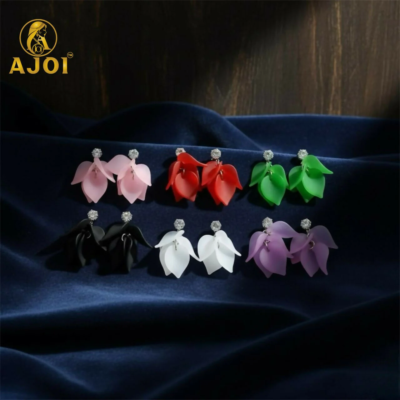 Floral Petal Drop Earrings With Stud Diamond for Women – Lightweight Statement Fashion Jewelry (Pack Of 6) - Image 4