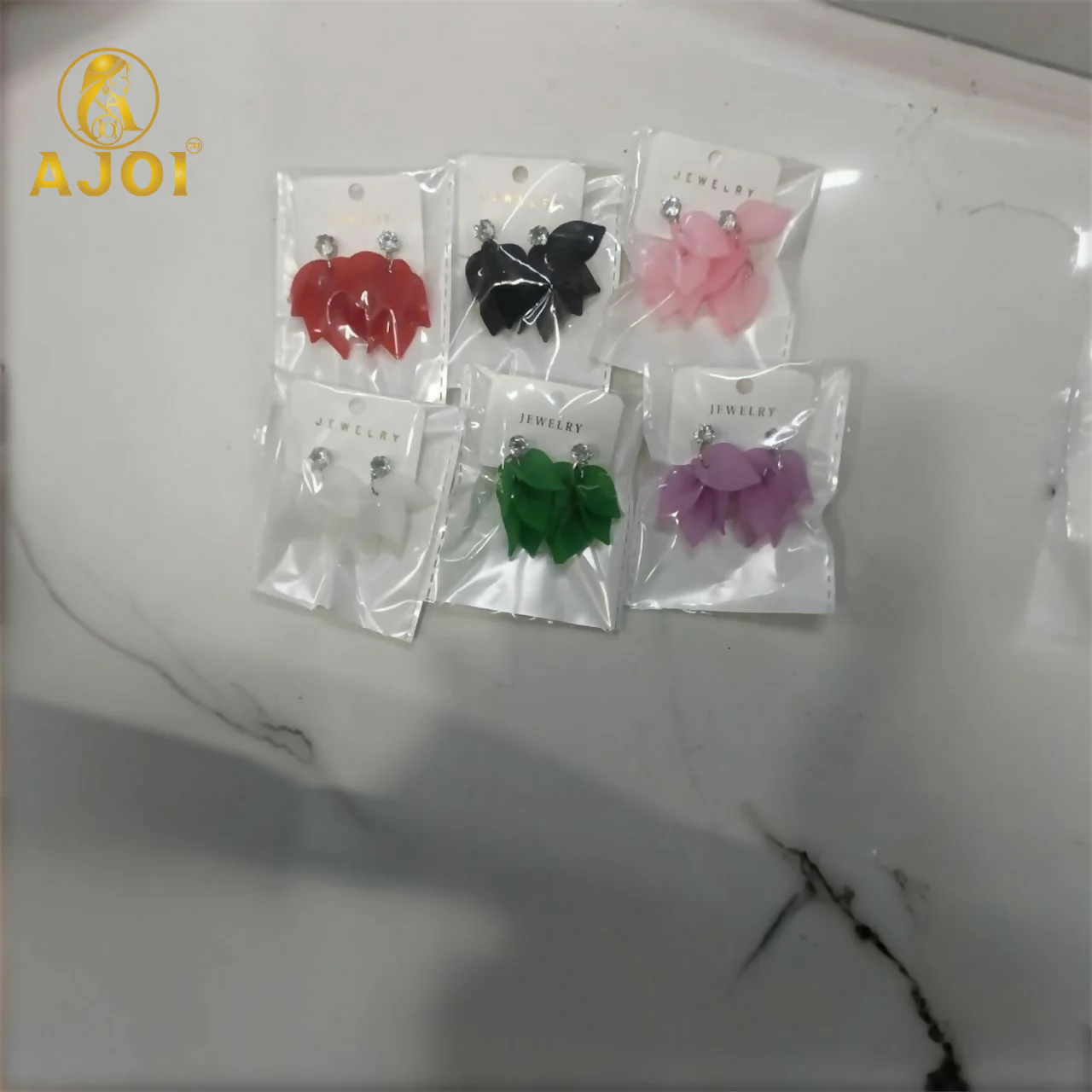 Floral Petal Drop Earrings With Stud Diamond for Women – Lightweight Statement Fashion Jewelry (Pack Of 6) - Image 5