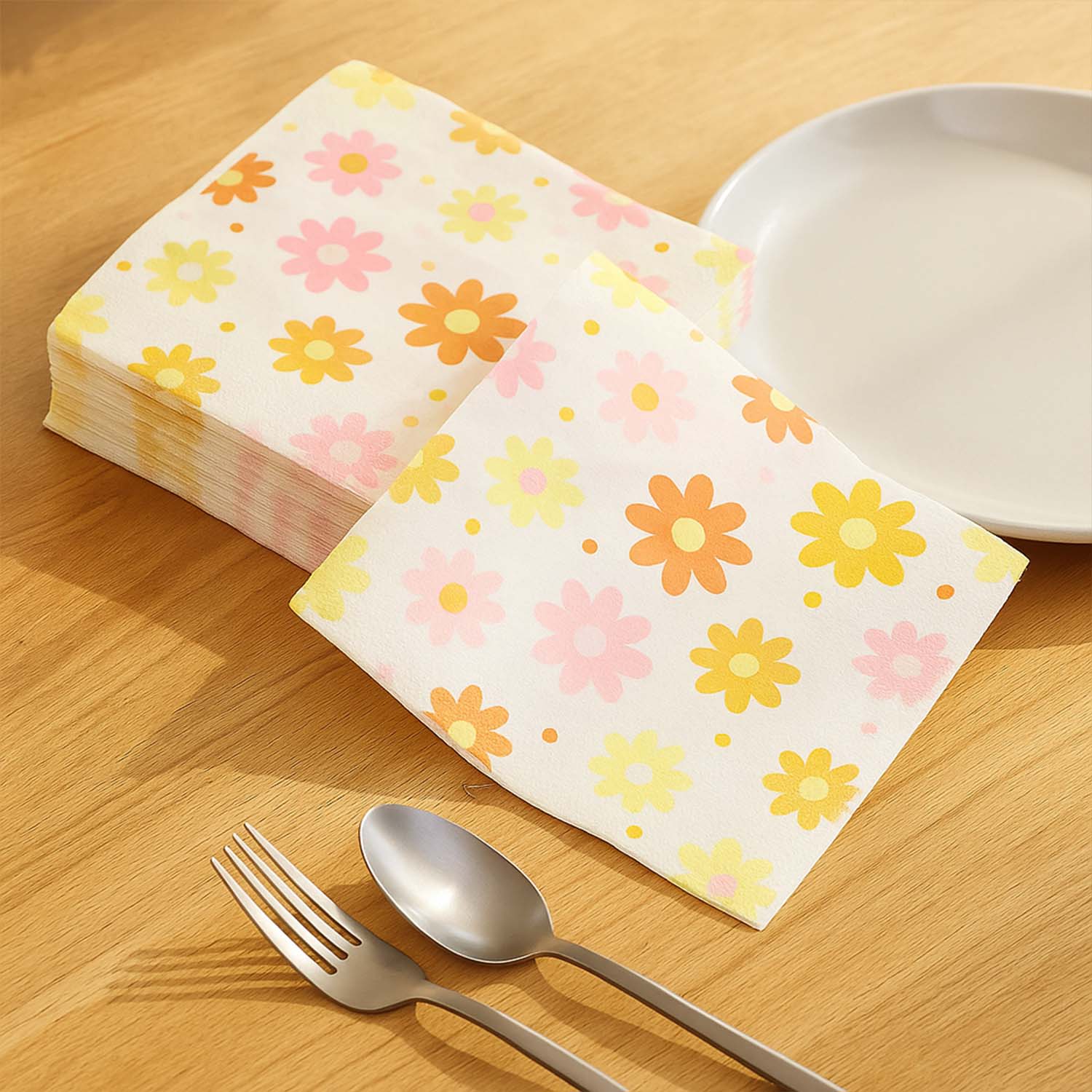 Floral Printed Paper Table Napkins – 50 Pc Disposable Soft Tissue  (26x26 Cm) - Image 6