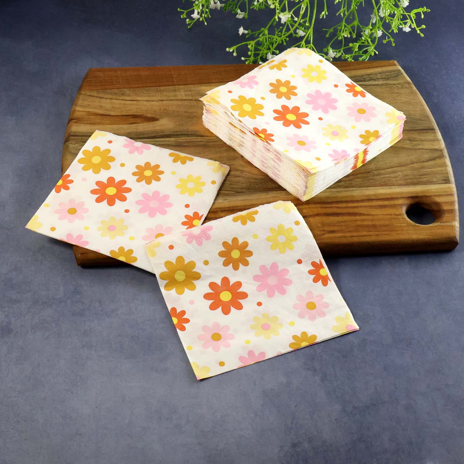 Floral Printed Paper Table Napkins – 50 Pc Disposable Soft Tissue  (26x26 Cm) - Image 8
