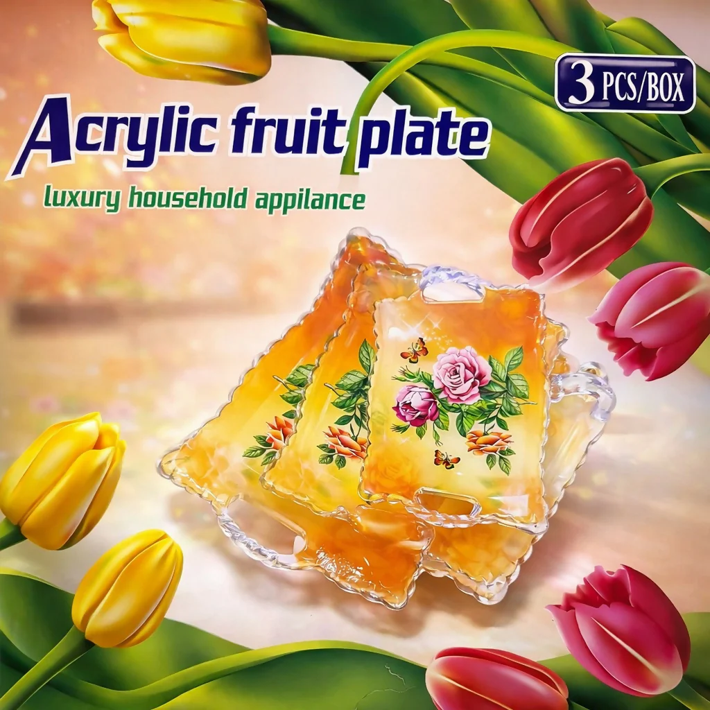 Floral Printed Serving Tray Set of 3 with Handles Multipurpose - Image 4