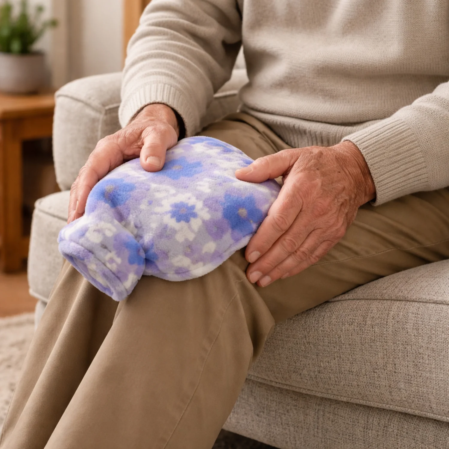 Floral Printed Soft Plush Hot Water Bag And Cover (19x12 Cm) - Image 3