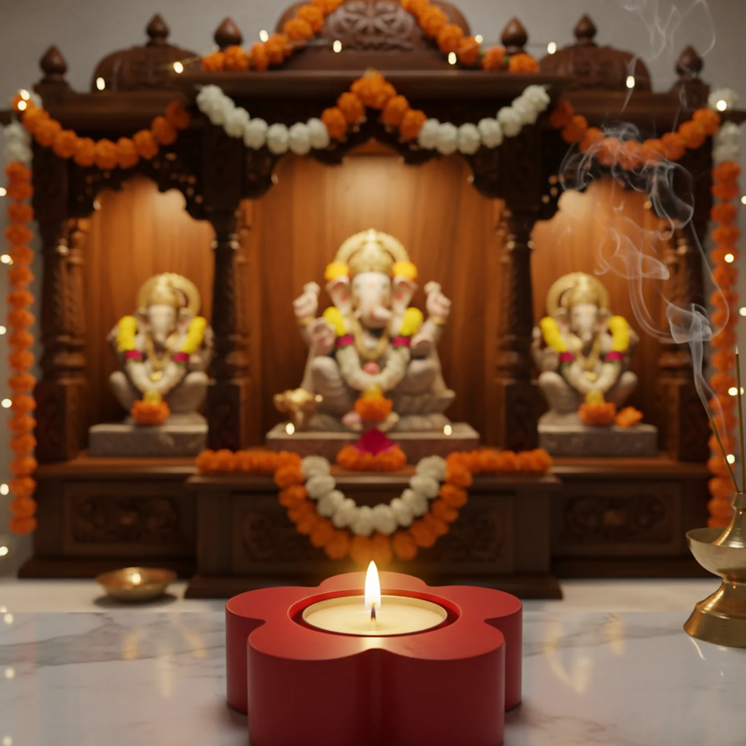 Flower Decorative Diya Multi-Purpose Tealight Candle Holder - Image 3