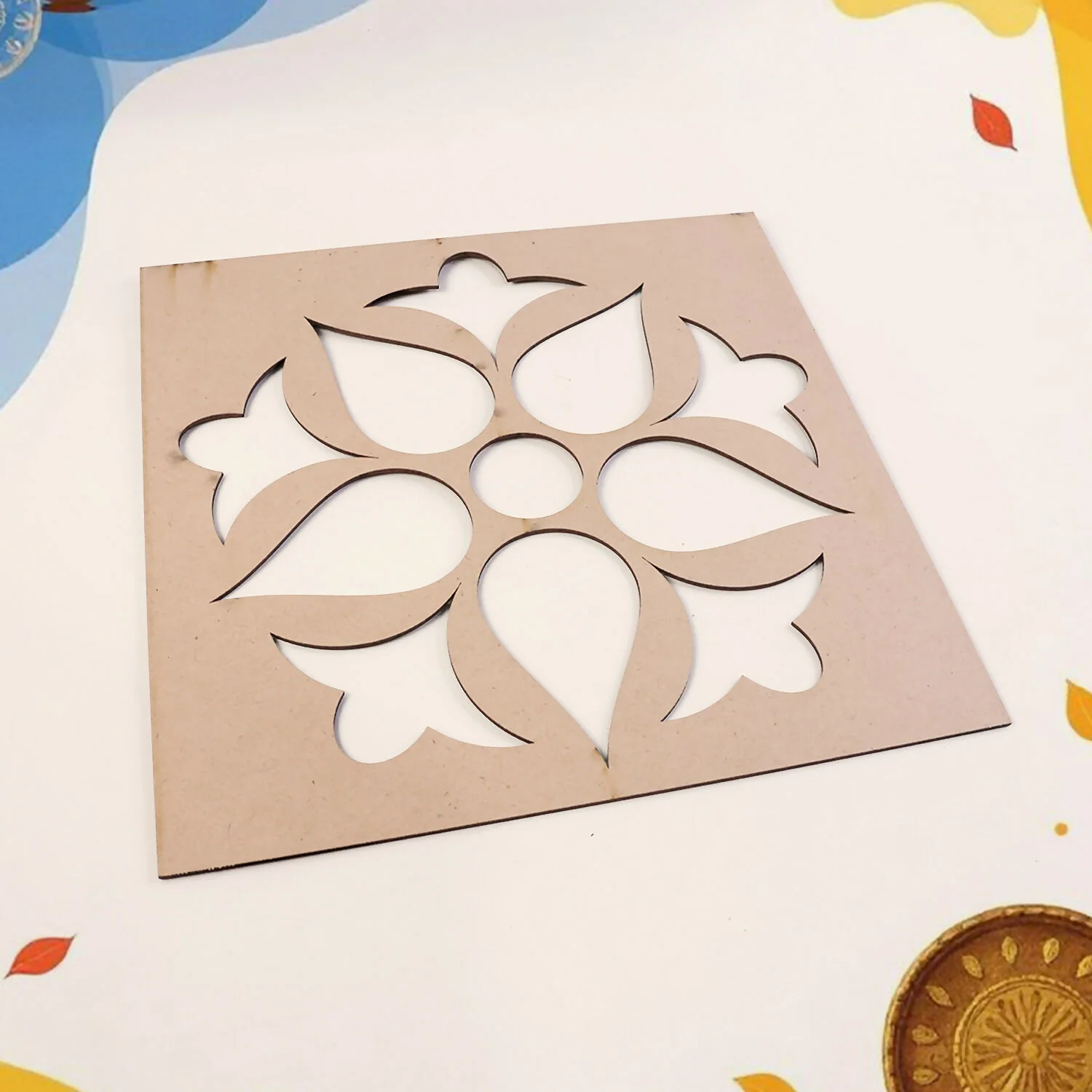 Flower Petal Rangoli MDF Design | Reusable Diwali Rangoli - Image 2