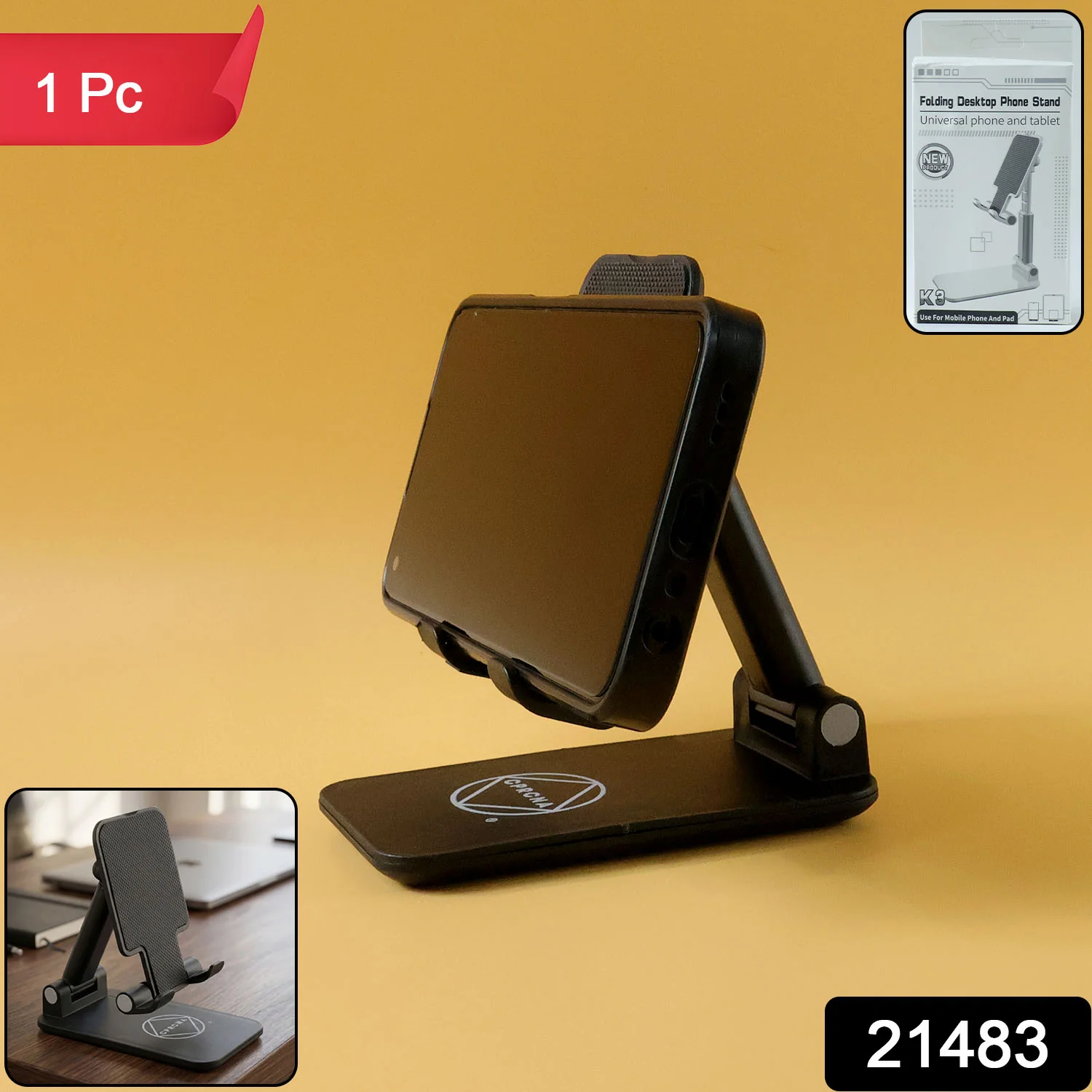 Foldable Adjustable Desktop Mobile Phone Stand Holder (1 Pc) - Image 2