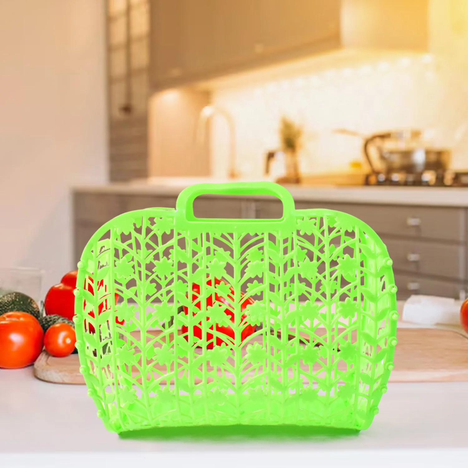 Plastic Basket Bag || Fruit & Vegetable Storage Basket (3 Pcs Set / Multicolor) - Image 3