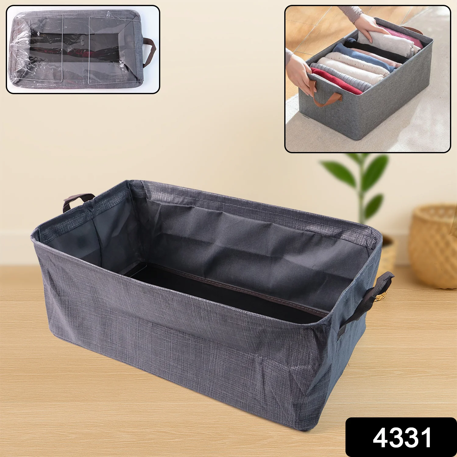 Foldable Cloth Storage Organizer Bag With Handles (Approx 46x27Cm\1Pc) - Image 2