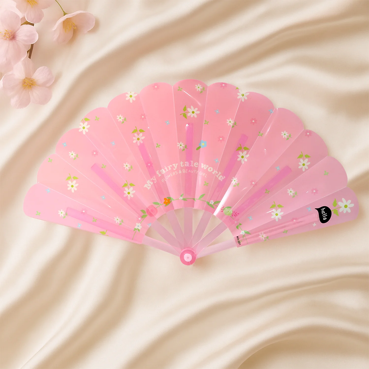 Foldable Hand Fan with Floral Print - (1 Pc) - Image 6