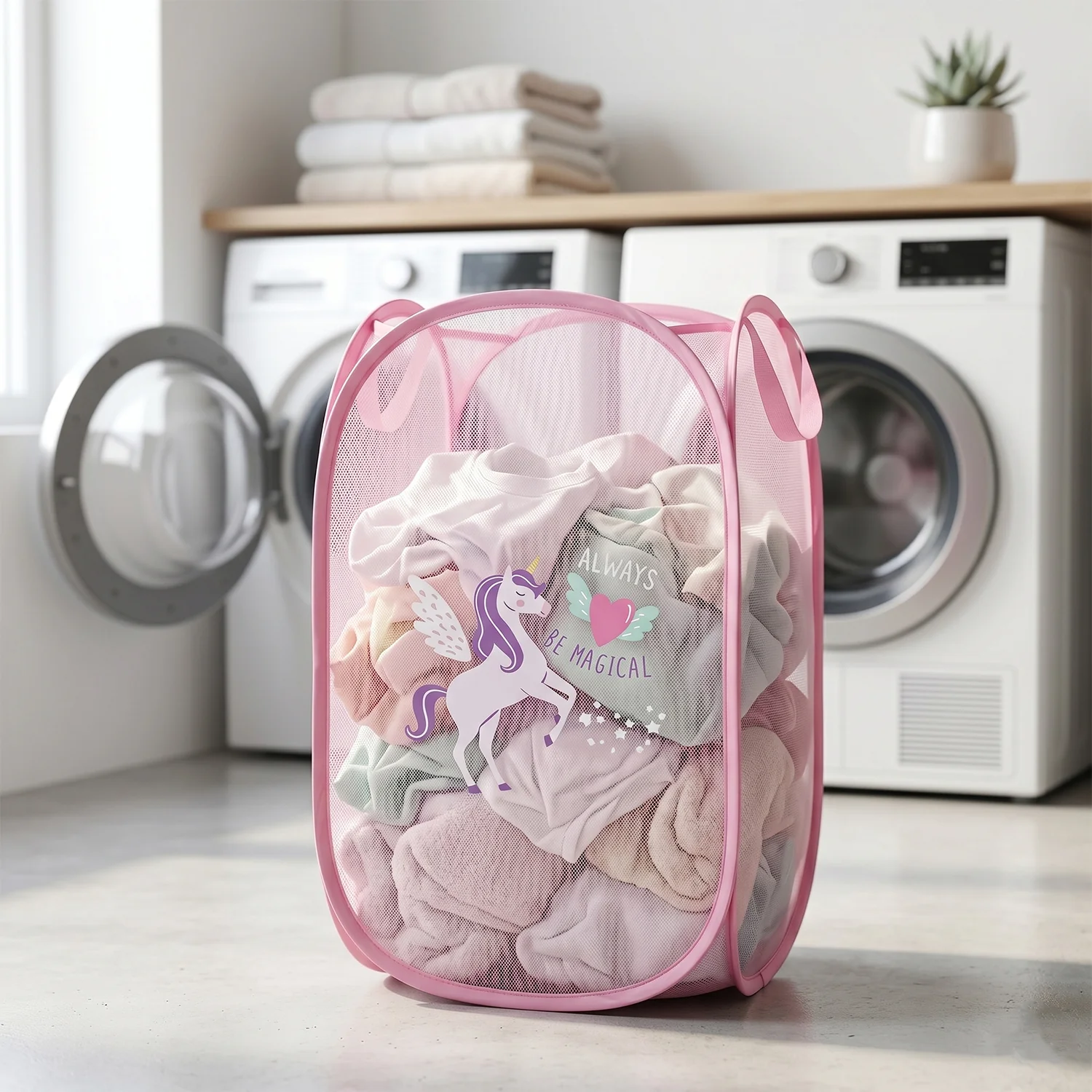 Foldable Kids Laundry Basket Unicorn Hamper Bag (1 Pc, 36x36x58 Cm) - Image 3