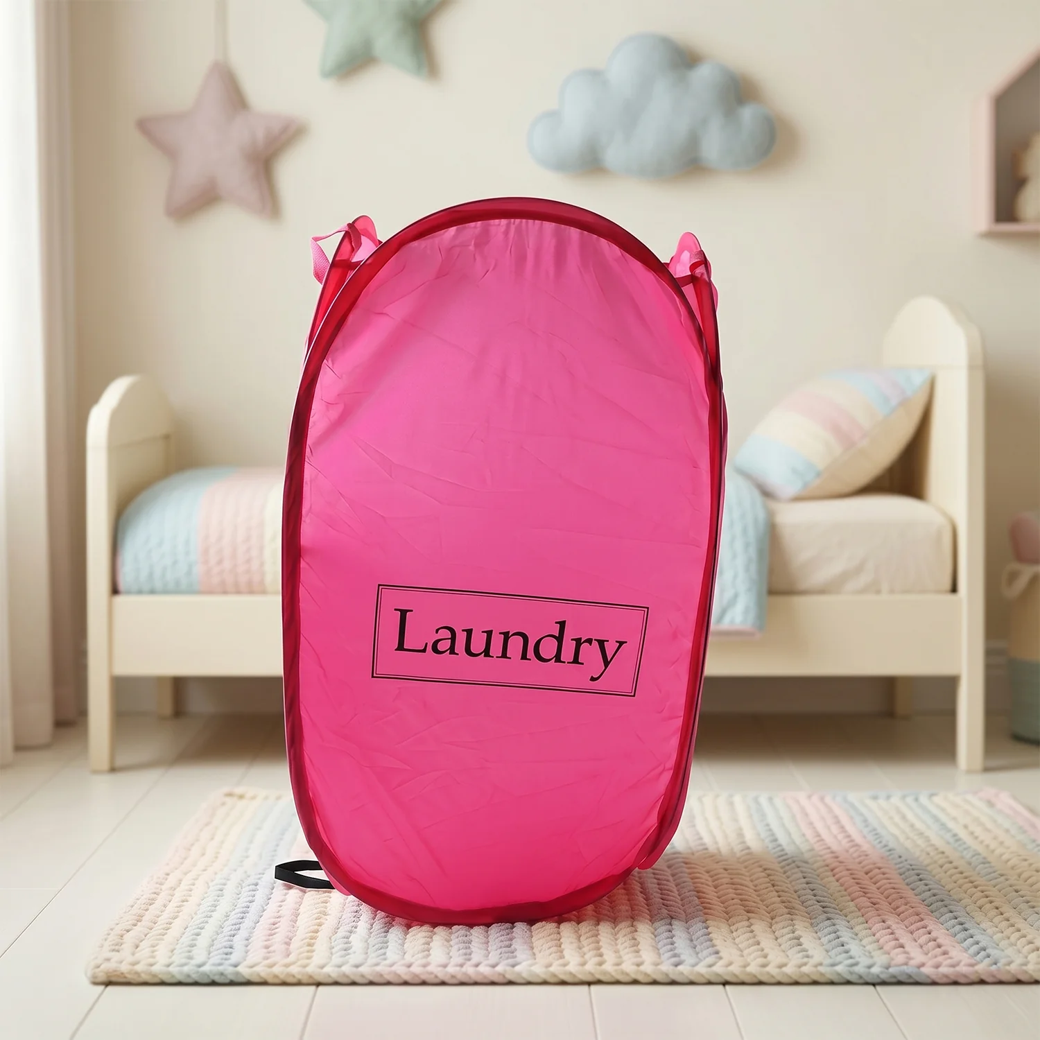 Foldable Laundry Basket Fabric Mesh Clothes Hamper Storage Bag (1 Pc,60x36cm) - Image 7