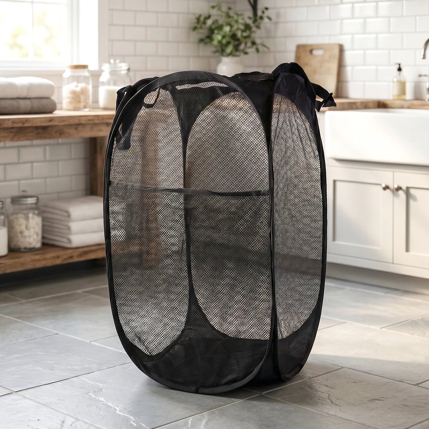 Foldable Mesh Laundry Bag Hamper (1 Pc, 61x35x35 Cm) - Image 3