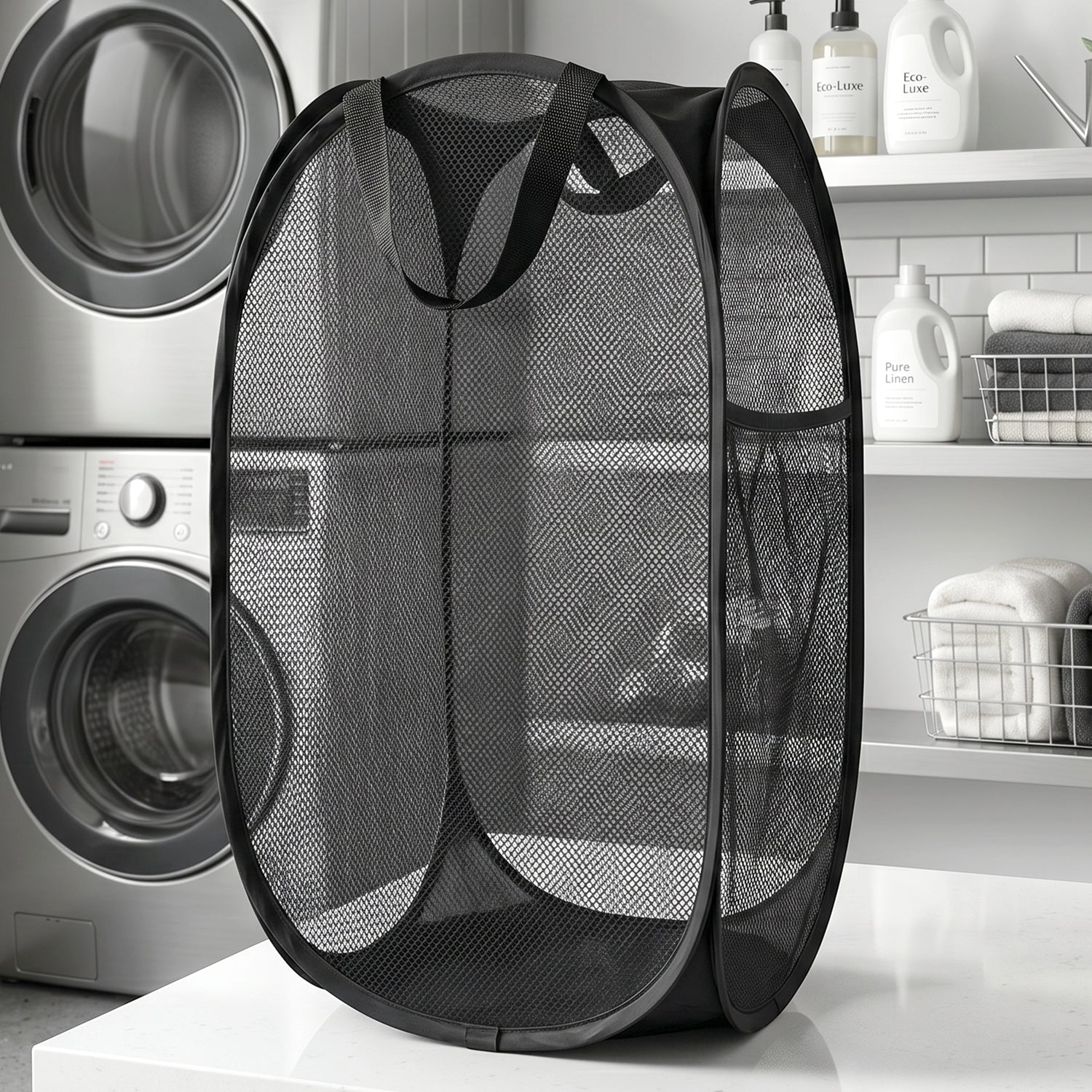 Foldable Mesh Laundry Bag Hamper (1 Pc, 61x35x35 Cm) - Image 8