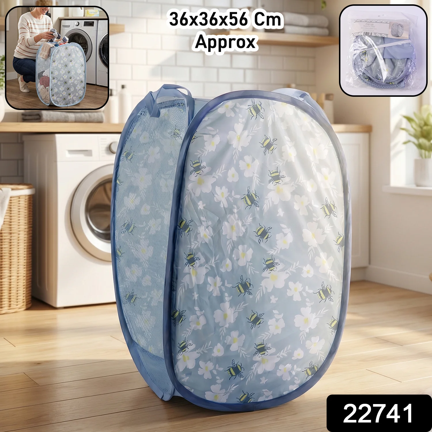 Foldable Mesh Laundry Bag Hamper (1 Pc, 36x36x56 Cm) - Image 2