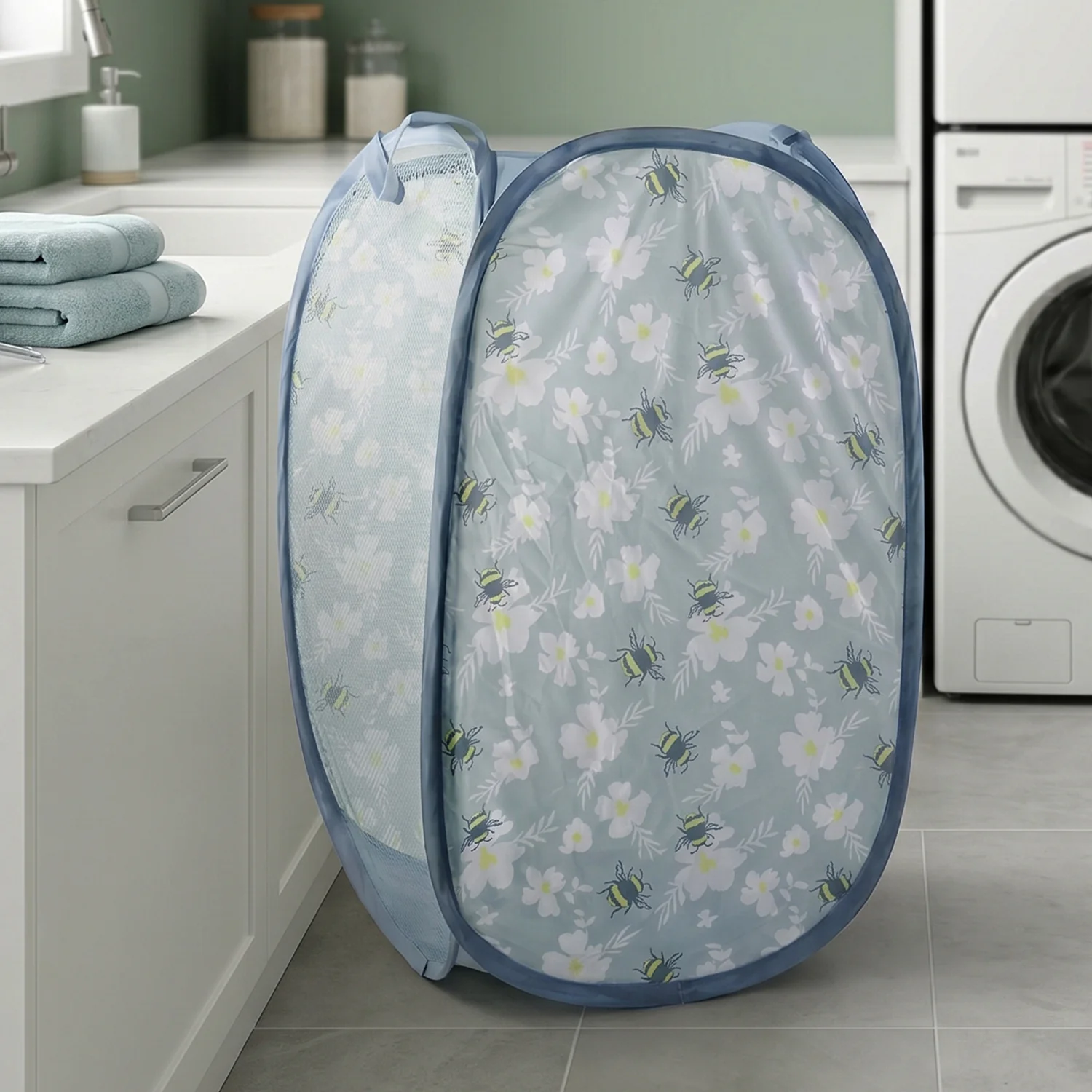 Foldable Mesh Laundry Bag Hamper (1 Pc, 36x36x56 Cm) - Image 7