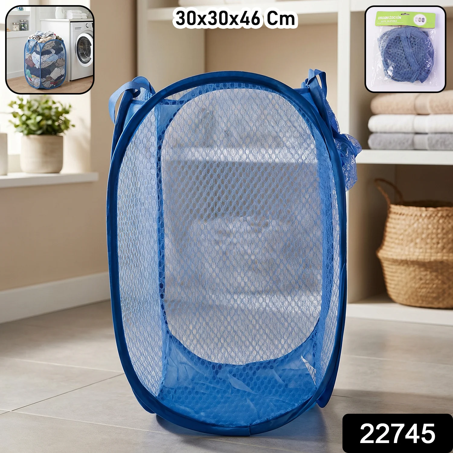 Foldable Mesh Laundry Bag Hamper (1 Pc, 30x30x46 Cm) - Image 2